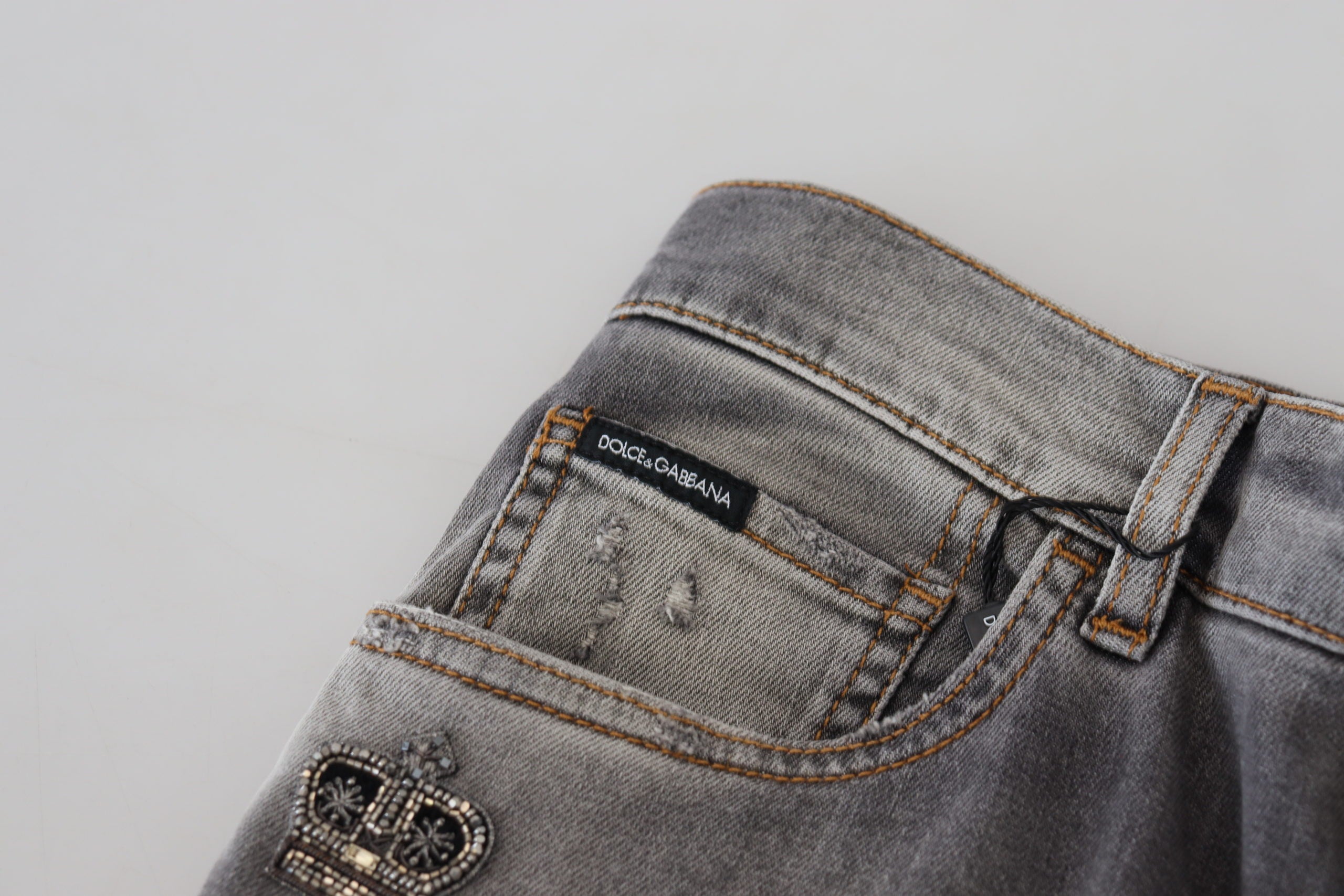 Dolce & Gabbana Gray Washed Cotton Skinny Denim Jeans - DEA STILOSA MILANO