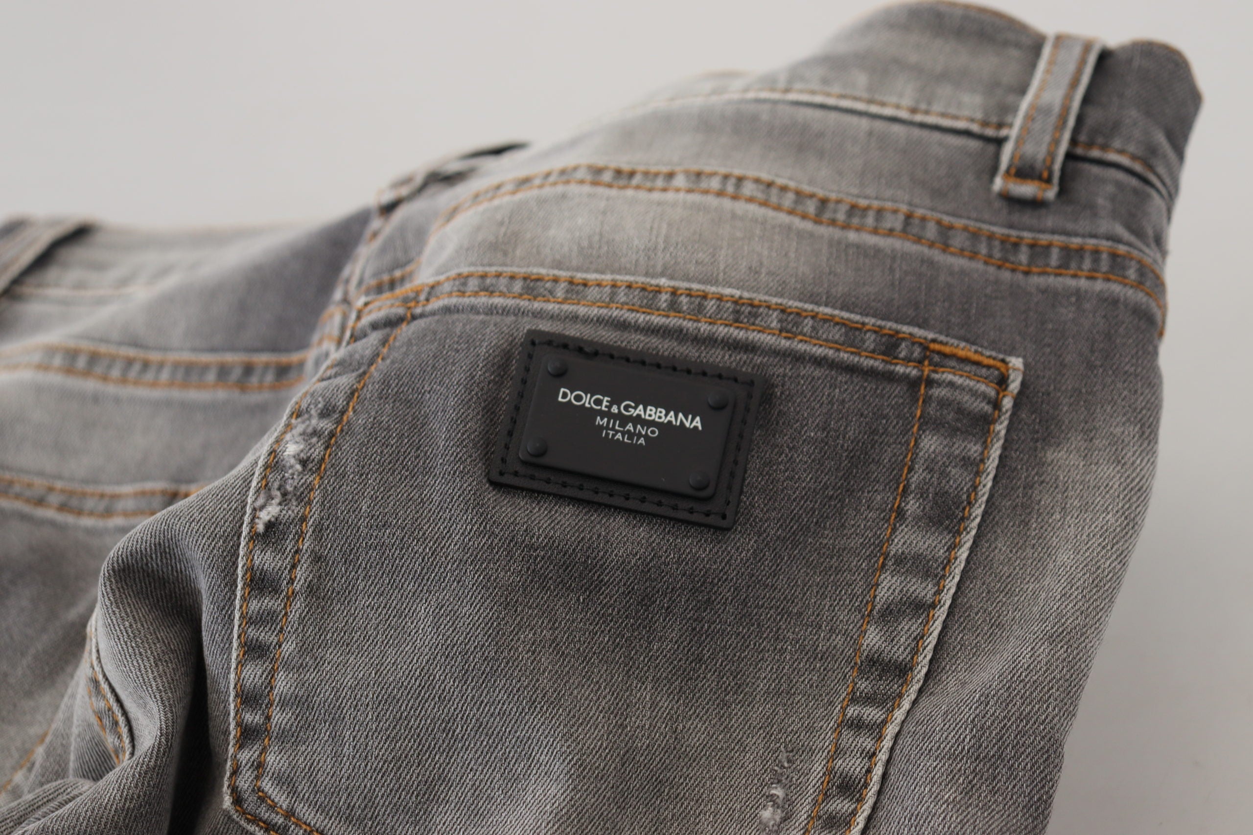 Dolce & Gabbana Gray Washed Cotton Skinny Denim Jeans - DEA STILOSA MILANO