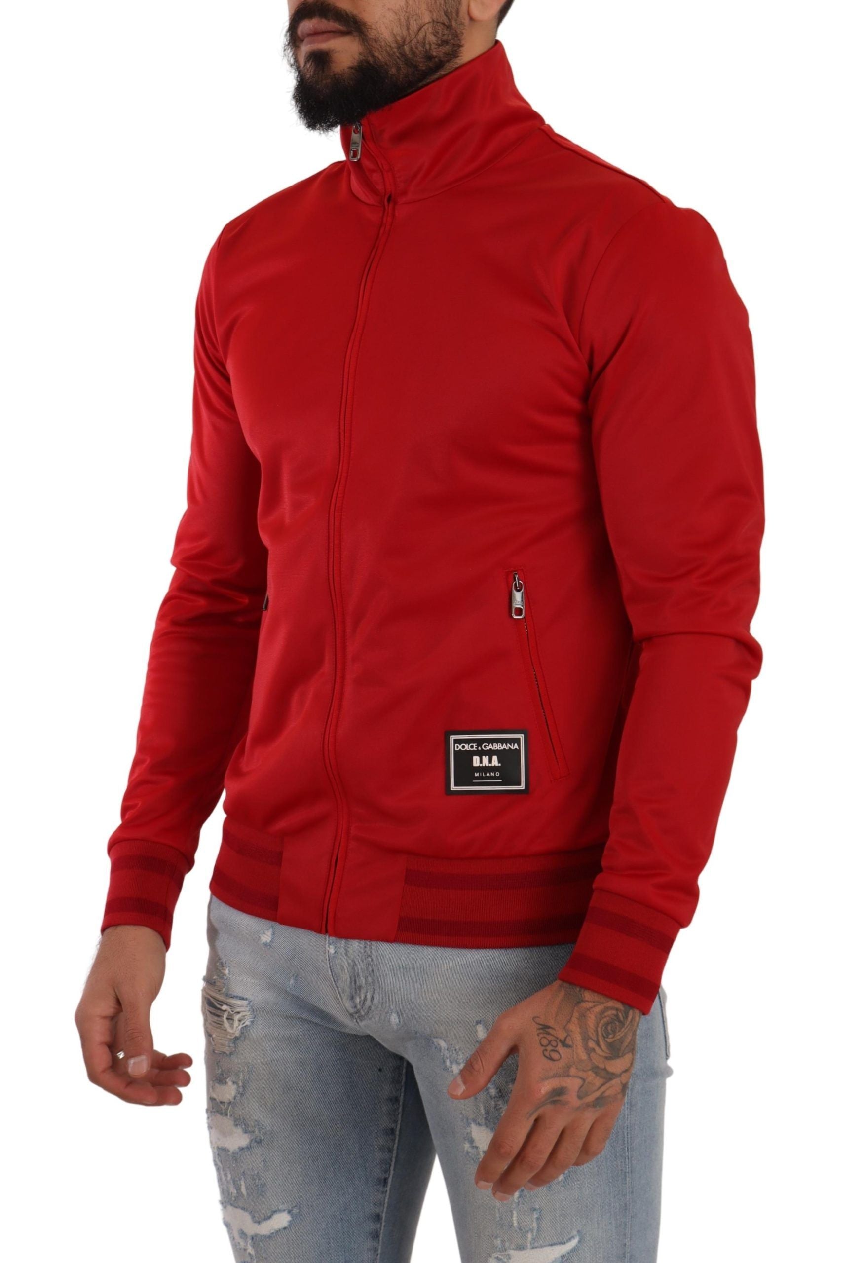 Dolce & Gabbana Red Full Zip Long Sleeve D.N.A Sport Gym Sweater - DEA STILOSA MILANO