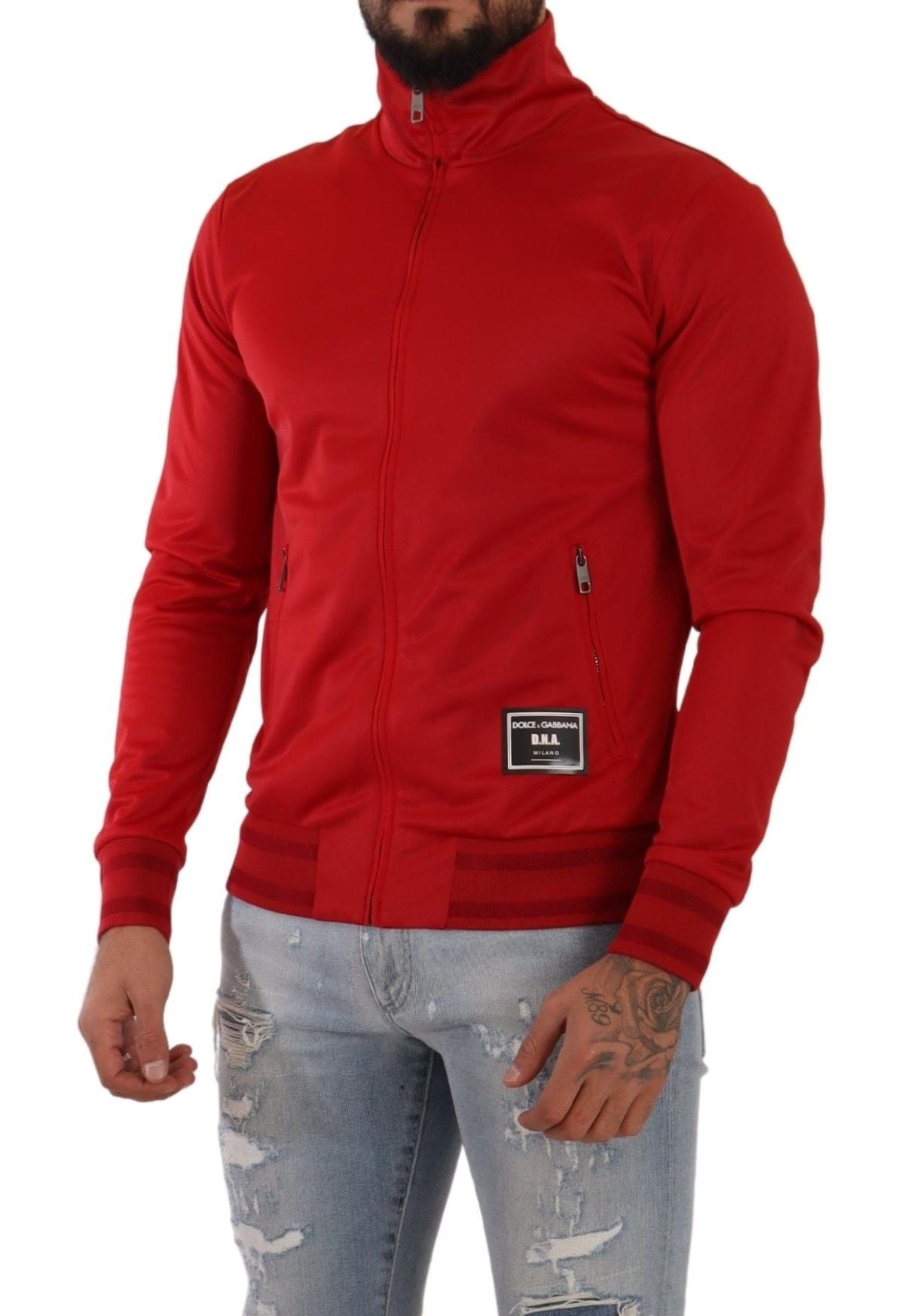 Dolce & Gabbana Red Full Zip Long Sleeve D.N.A Sport Gym Sweater - DEA STILOSA MILANO