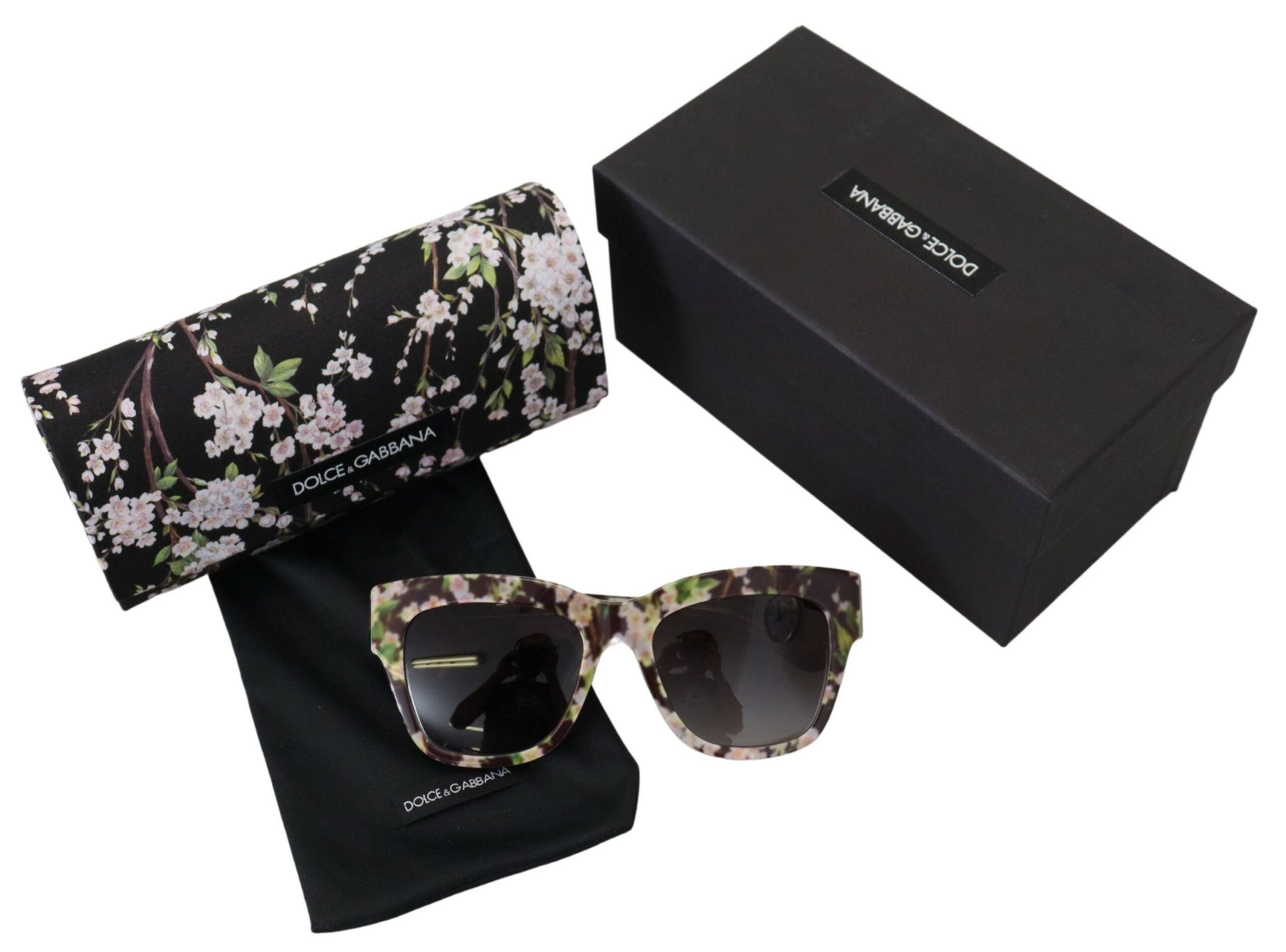 Dolce & Gabbana Black DG4231F Floral Acetate Rectangle Shades Sunglasses - DEA STILOSA MILANO