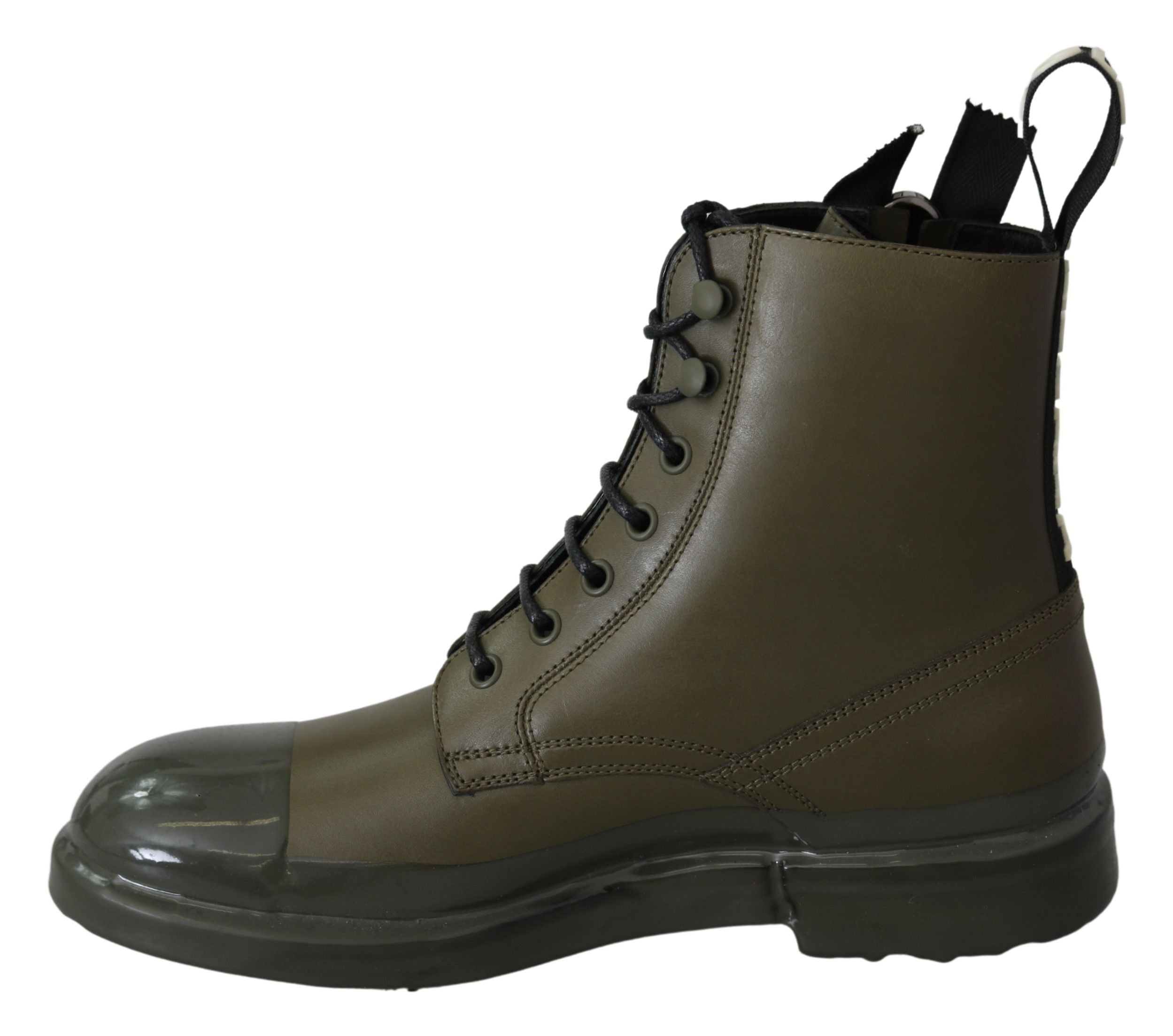 Dolce & Gabbana Green Leather Boots Zipper Mens Shoes - DEA STILOSA MILANO