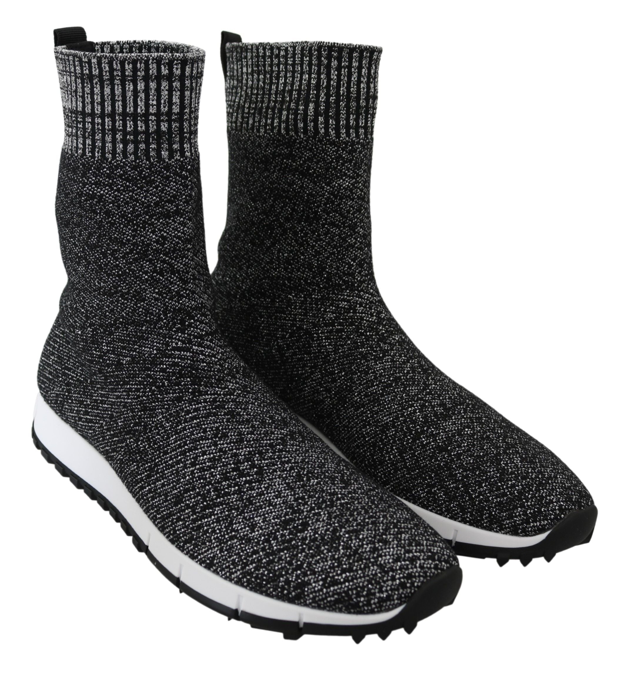 Jimmy Choo Black Silver Lurex Mix Norway Sneakers - DEA STILOSA MILANO