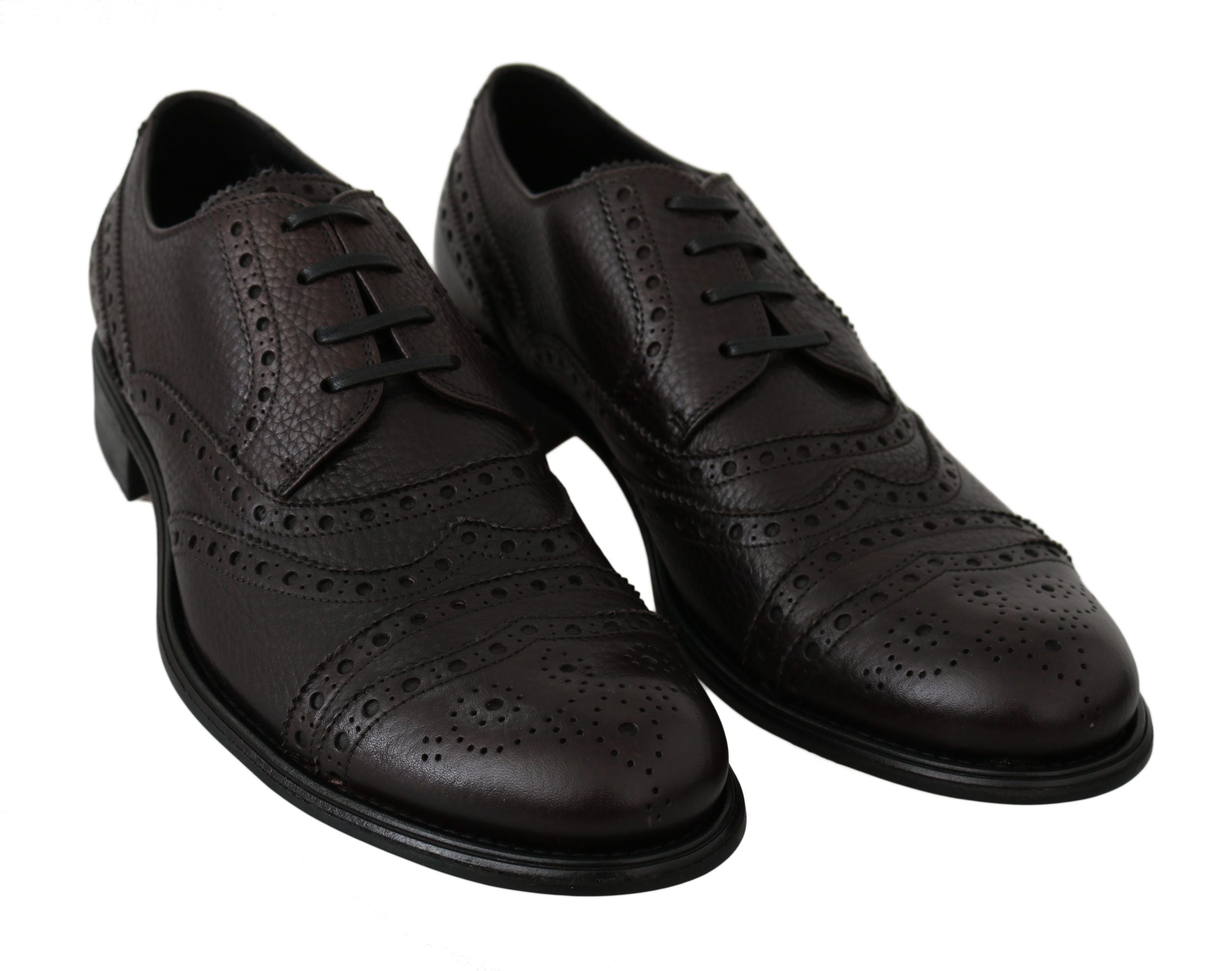 Dolce & Gabbana Brown Leather Brogue Derby Dress Shoes - DEA STILOSA MILANO