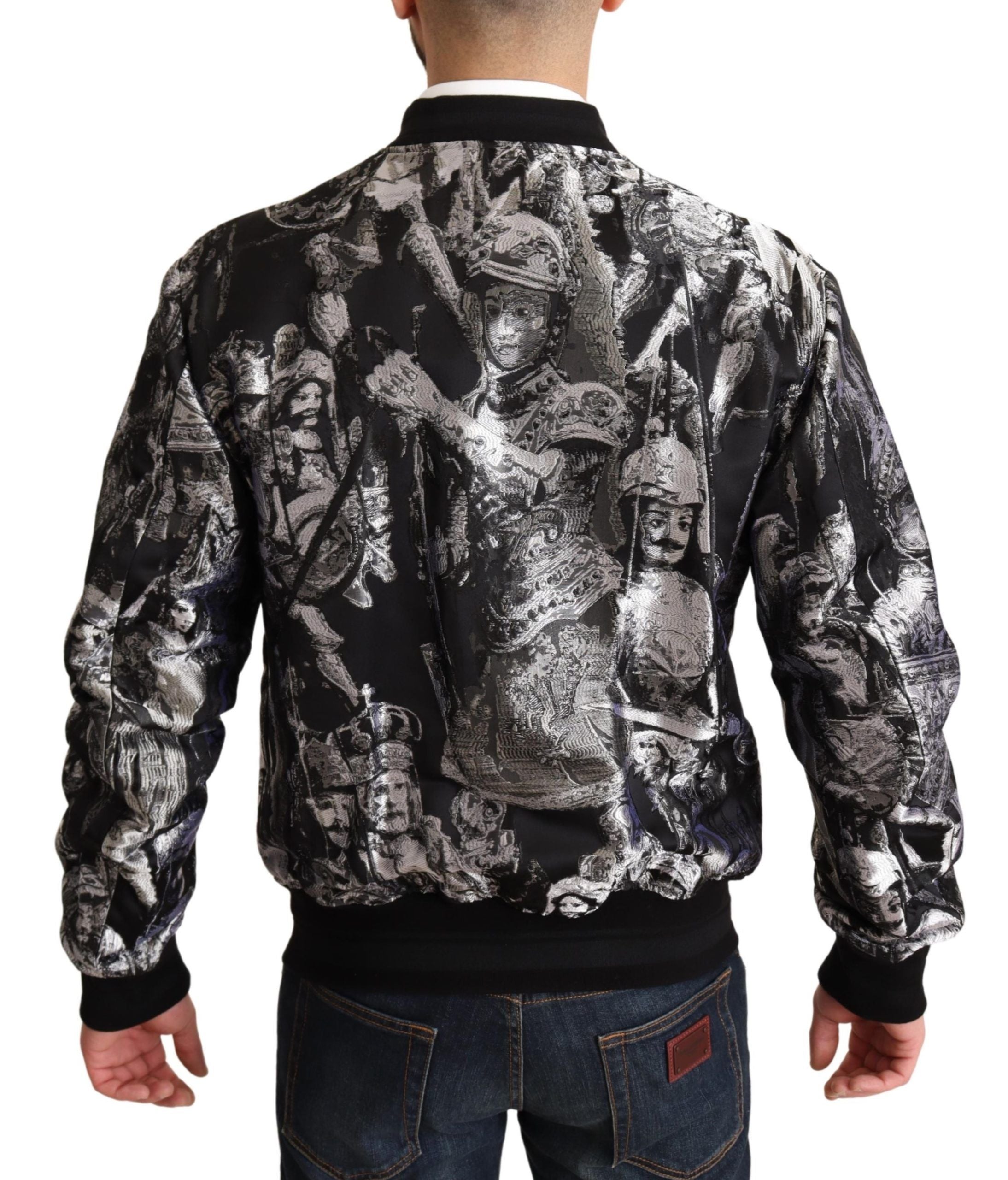 Dolce & Gabbana Black Silver Puppi Motive Bomber Jacket - DEA STILOSA MILANO
