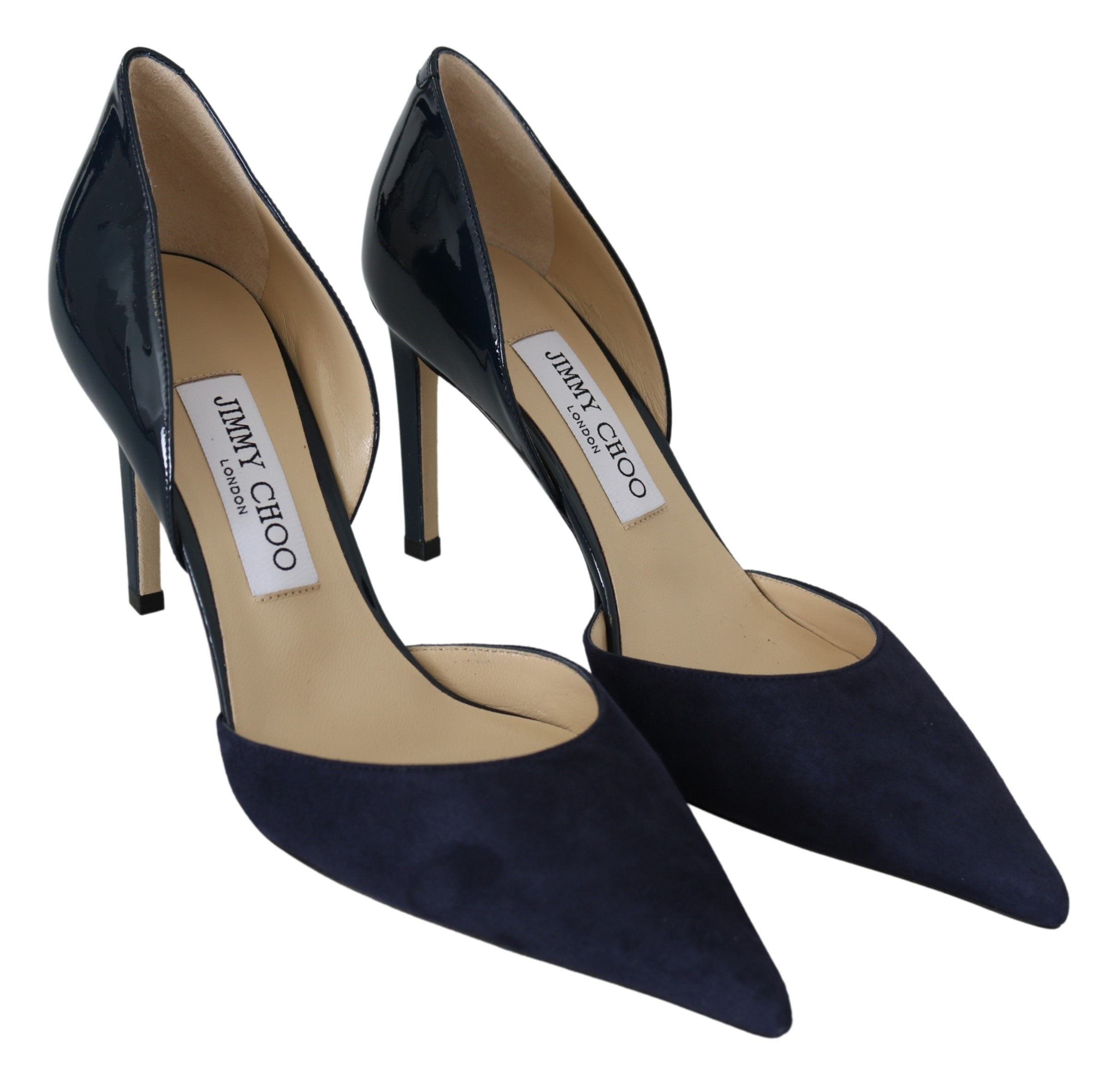 Jimmy Choo Navy Blue Leather Darylin 85 Pumps Shoes - DEA STILOSA MILANO