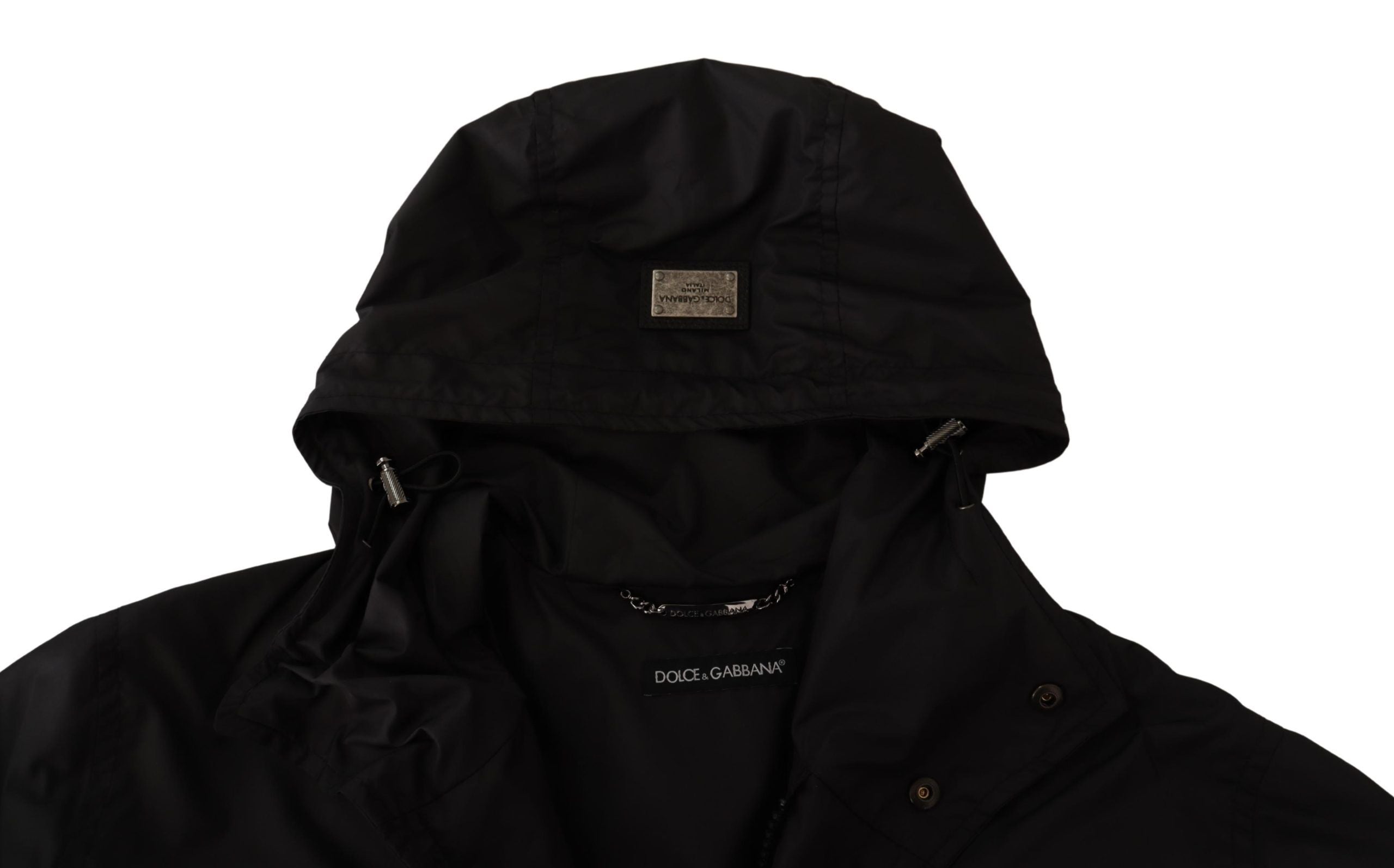 Dolce & Gabbana Black Polyester Hooded Parka Coat Jacket - DEA STILOSA MILANO