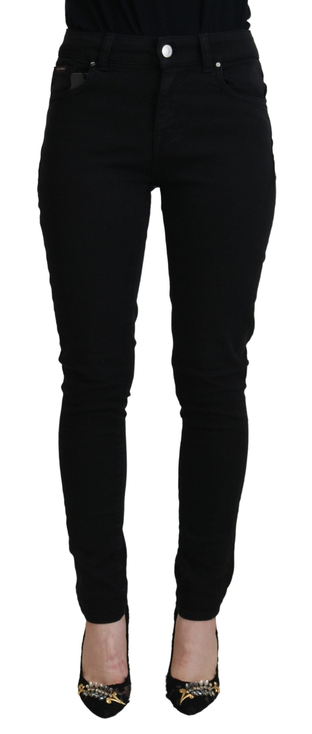 Dolce & Gabbana Black Cotton Skinny Mid Waist Denim Jeans - DEA STILOSA MILANO