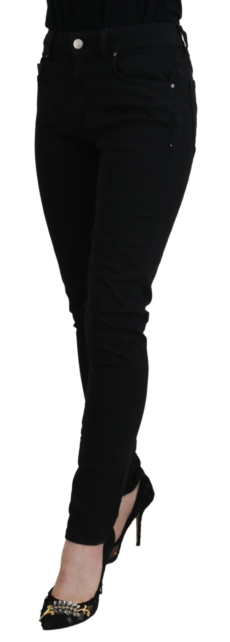 Dolce & Gabbana Black Cotton Skinny Mid Waist Denim Jeans - DEA STILOSA MILANO