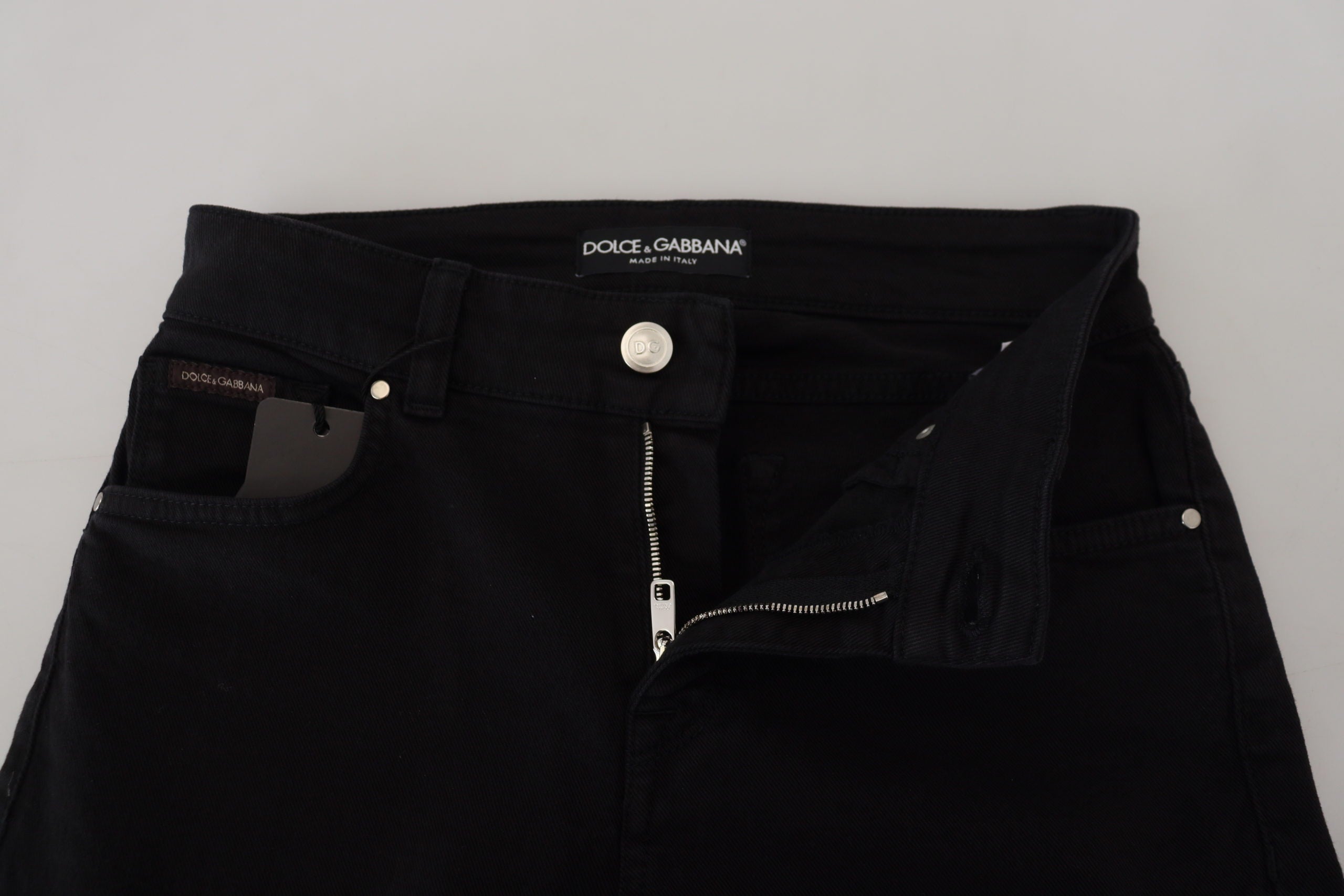 Dolce & Gabbana Black Cotton Skinny Mid Waist Denim Jeans - DEA STILOSA MILANO