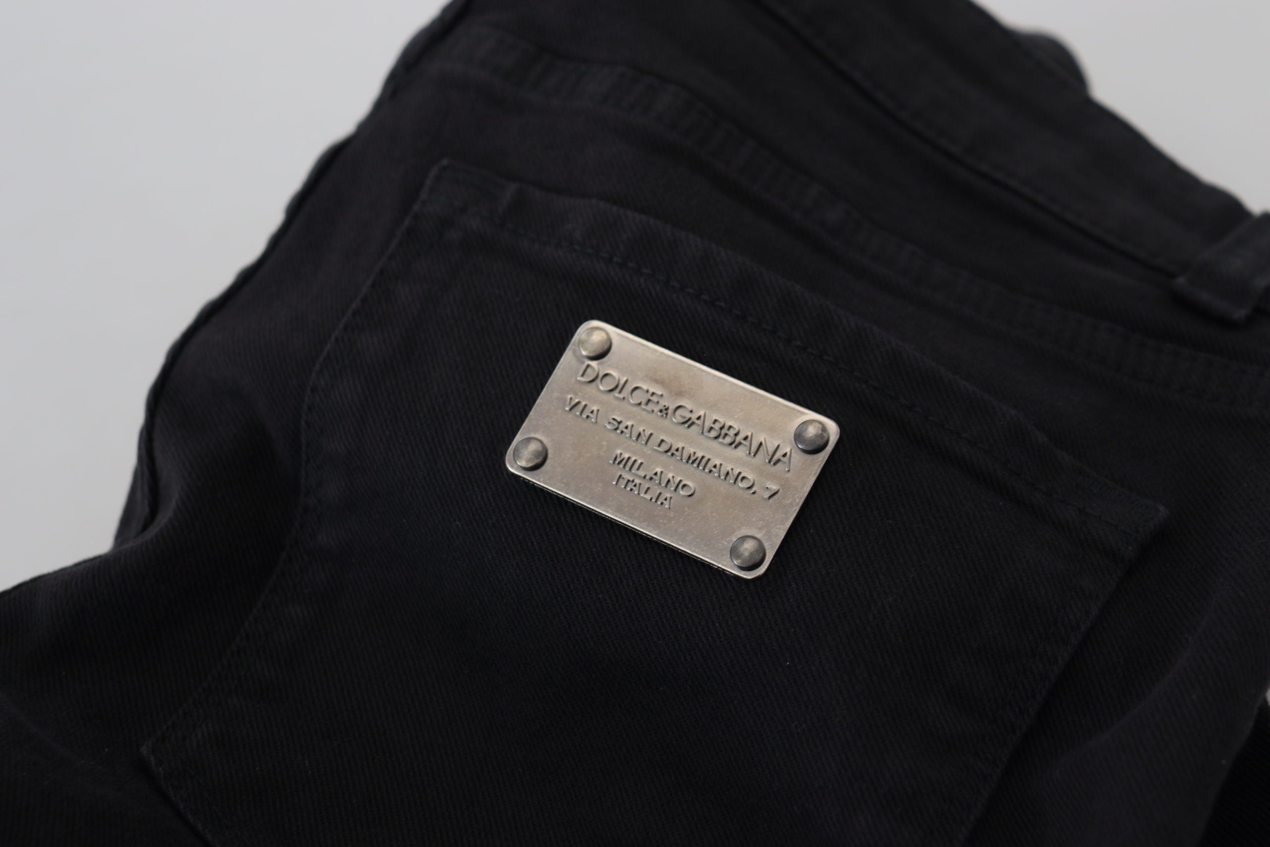 Dolce & Gabbana Black Cotton Skinny Mid Waist Denim Jeans - DEA STILOSA MILANO