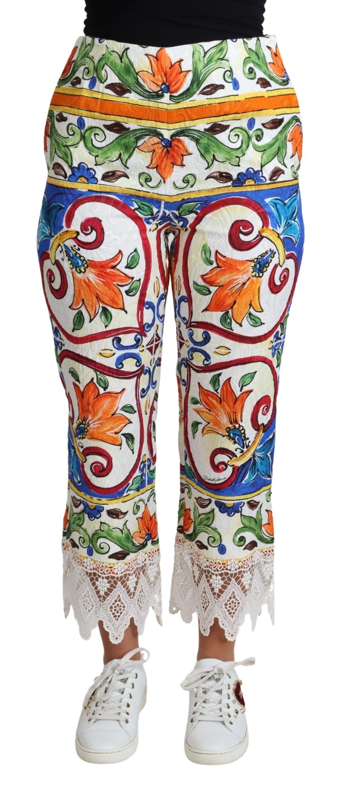 Dolce & Gabbana Multicolor Majolica Print Trouser Cotton Pants - DEA STILOSA MILANO