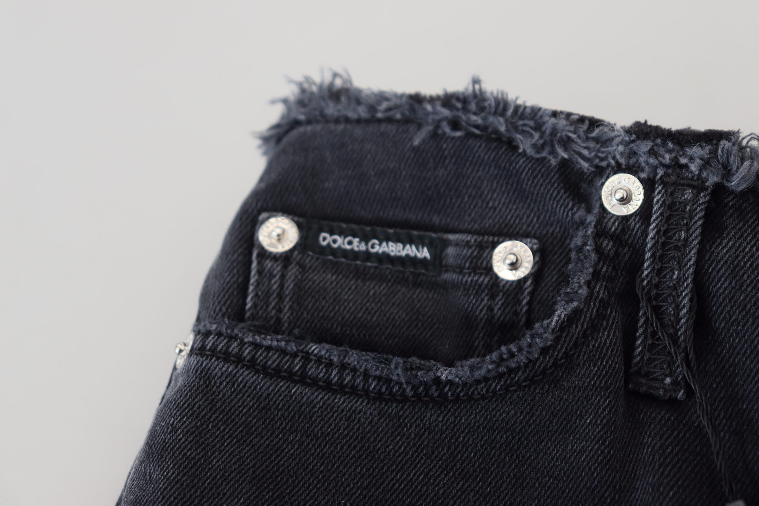 Dolce & Gabbana Black Cotton Skinny High Waist Denim Jeans - DEA STILOSA MILANO