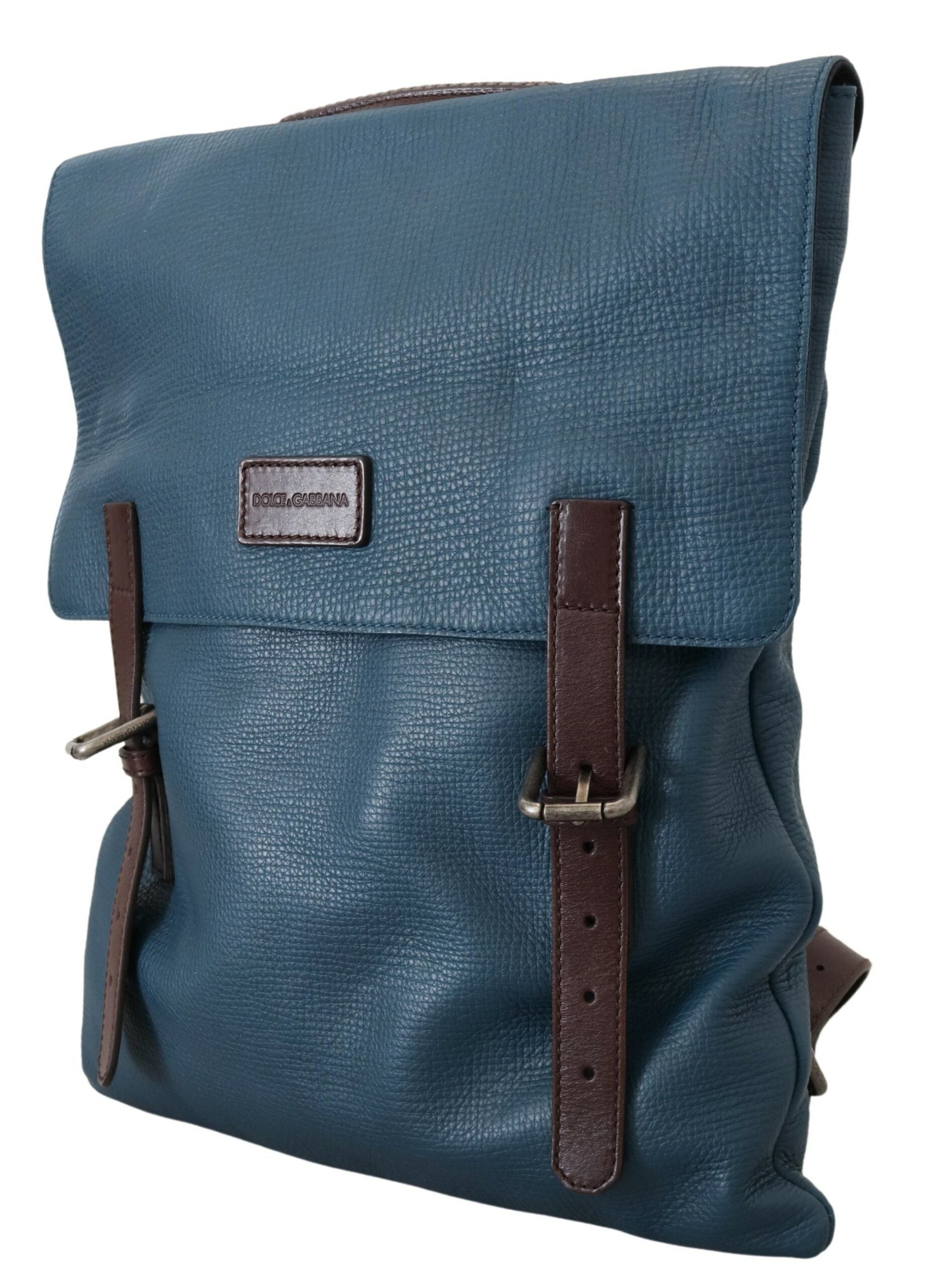 Dolce & Gabbana Blue Calfskin Leather Logo Plaque Men Backpack Bag - DEA STILOSA MILANO