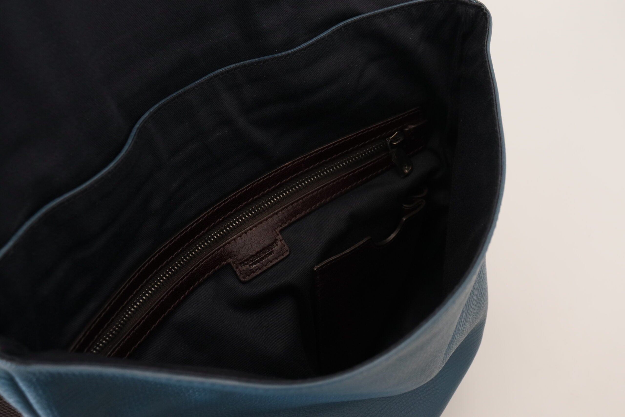 Dolce & Gabbana Blue Calfskin Leather Logo Plaque Men Backpack Bag - DEA STILOSA MILANO