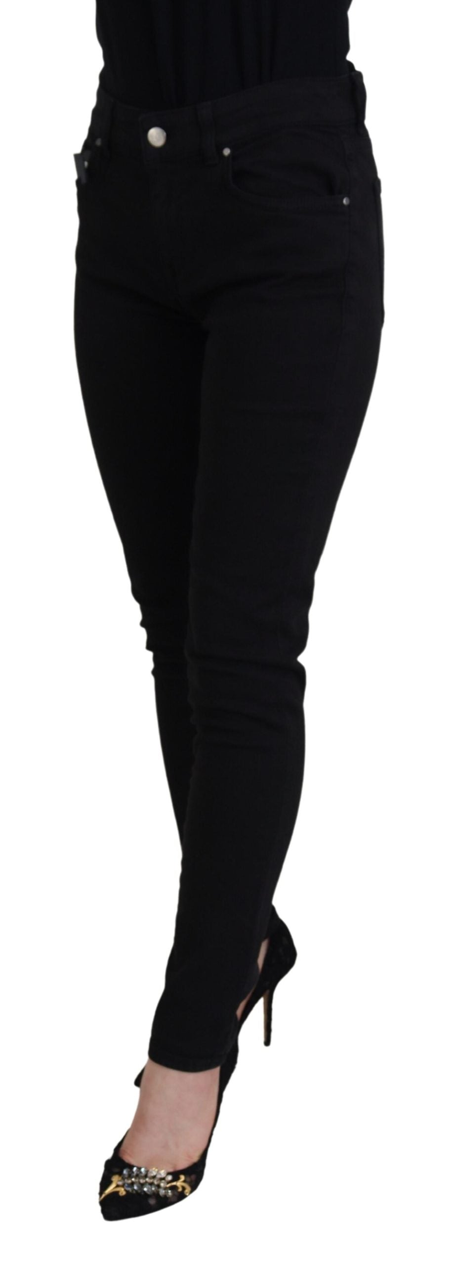 Dolce & Gabbana Black Cotton Skinny Mid Waist Denim Jeans - DEA STILOSA MILANO