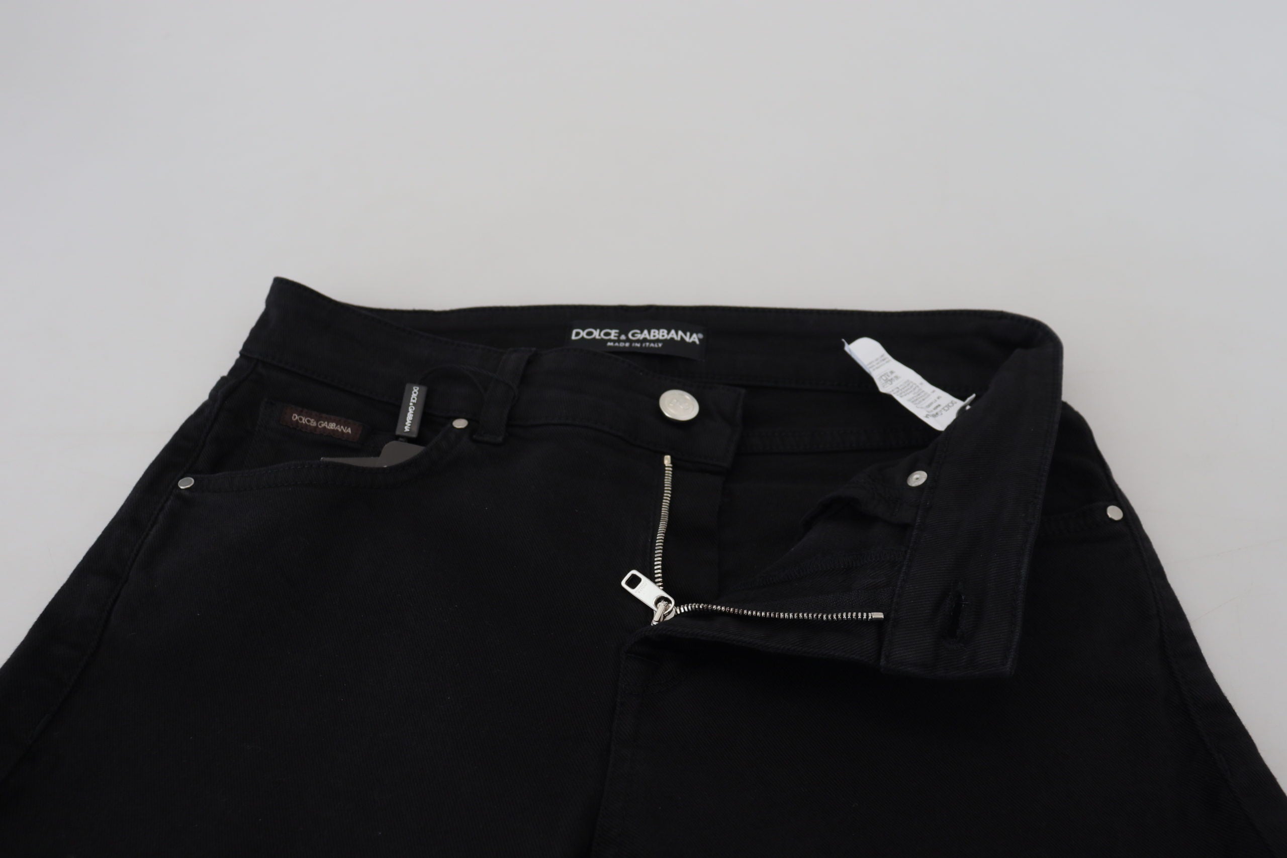 Dolce & Gabbana Black Cotton Skinny Mid Waist Denim Jeans - DEA STILOSA MILANO