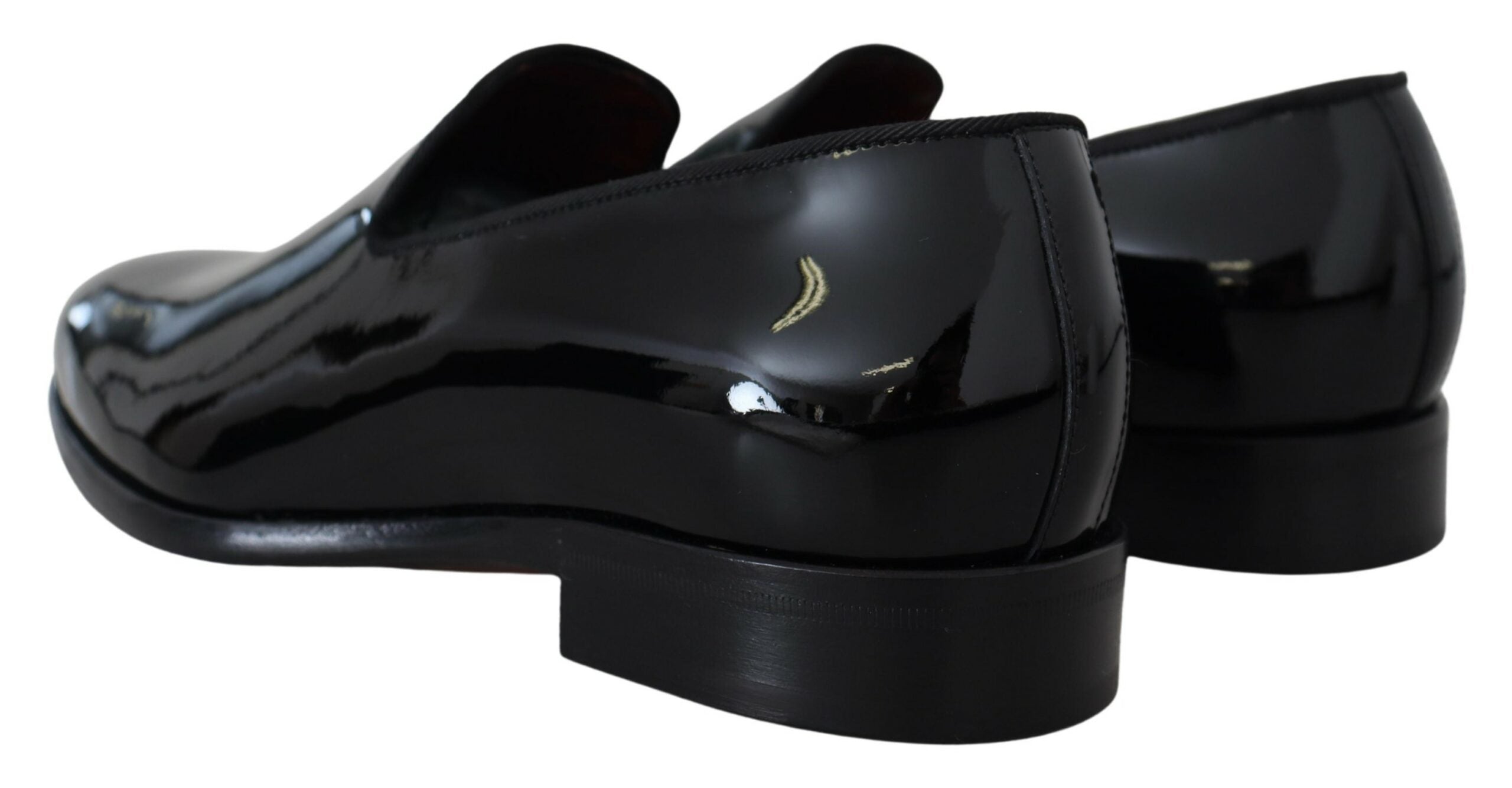 Dolce & Gabbana Black Patent Slipper Loafers Slipon Shoes - DEA STILOSA MILANO