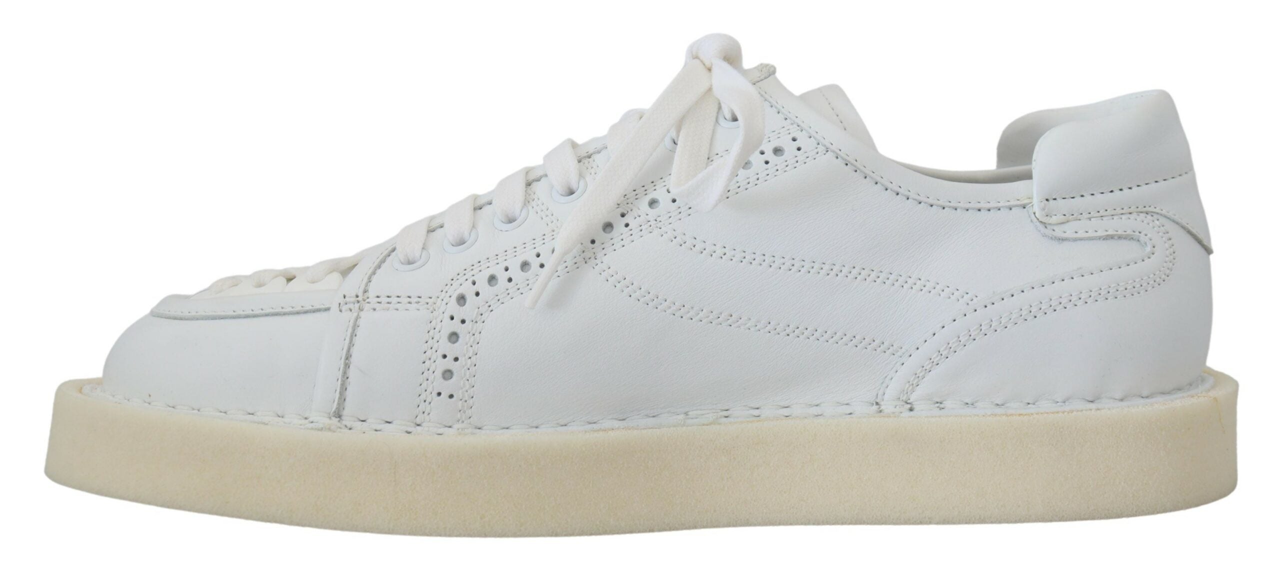 Dolce & Gabbana White Leather Low Top Oxford Sneakers Casual Shoes - DEA STILOSA MILANO