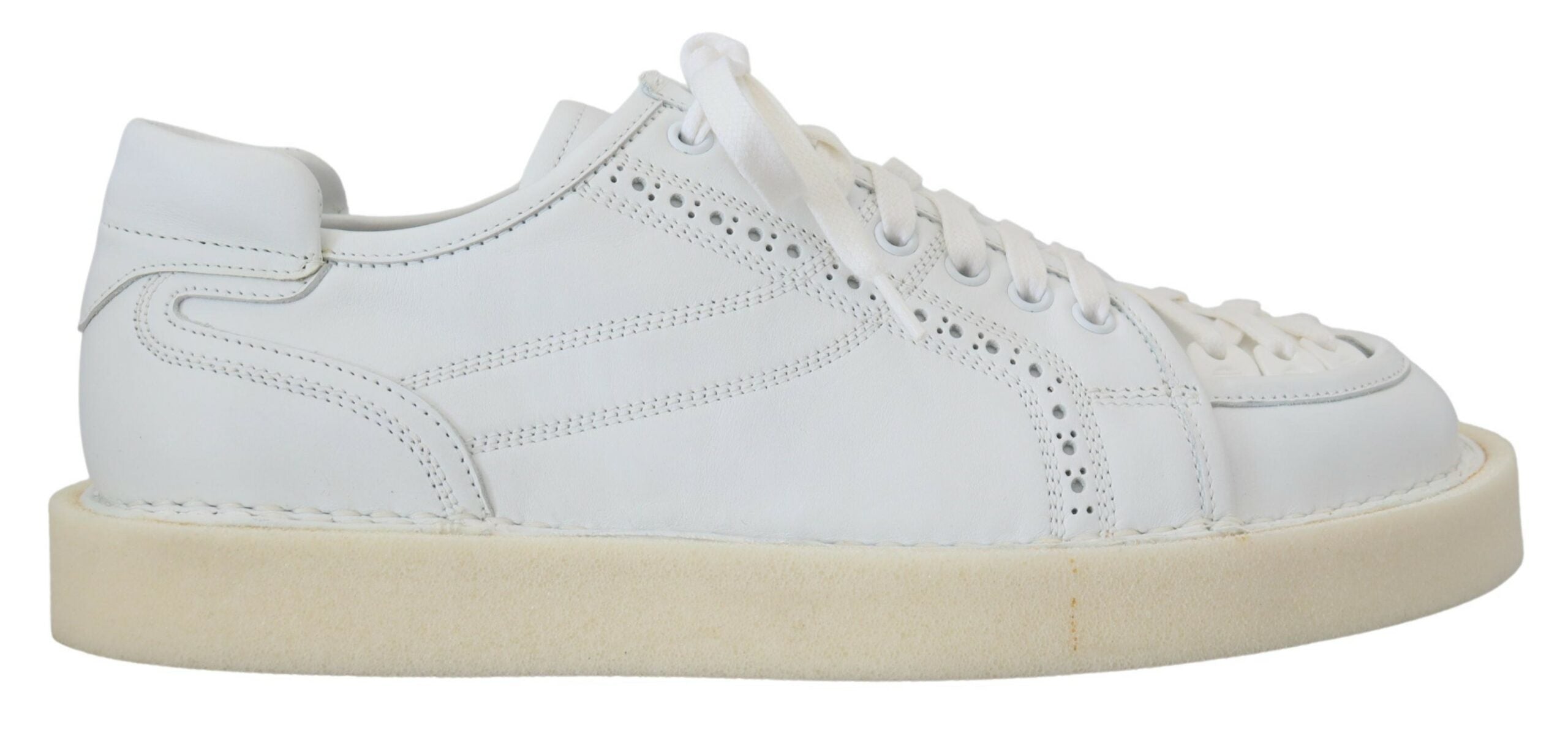 Dolce & Gabbana White Leather Low Top Oxford Sneakers Casual Shoes - DEA STILOSA MILANO