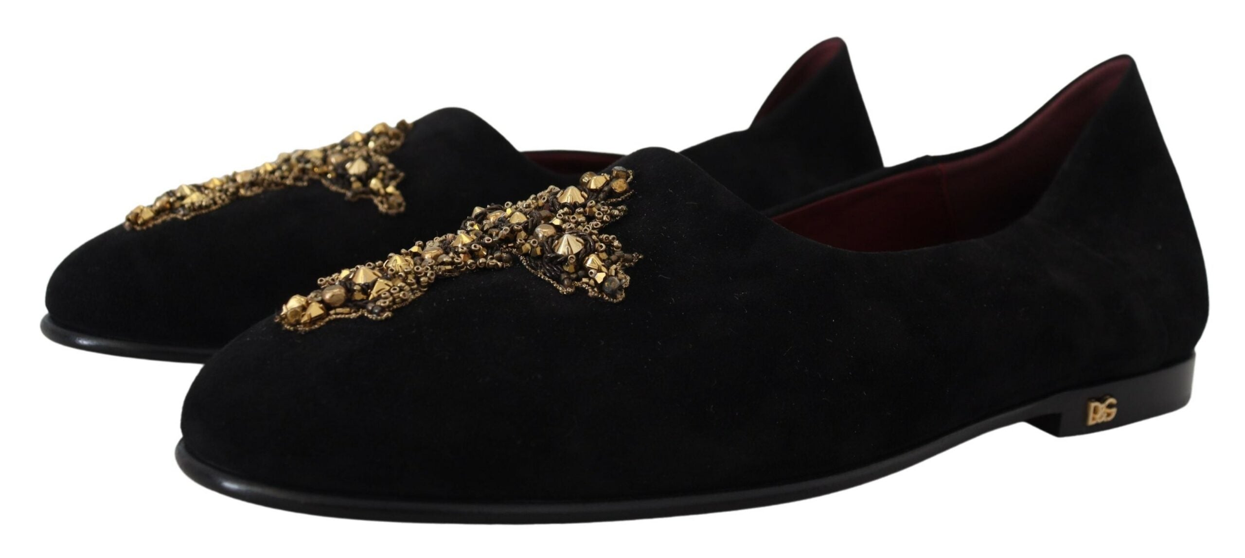 Dolce & Gabbana Black Suede Gold Cross Slip On Loafers Shoes - DEA STILOSA MILANO