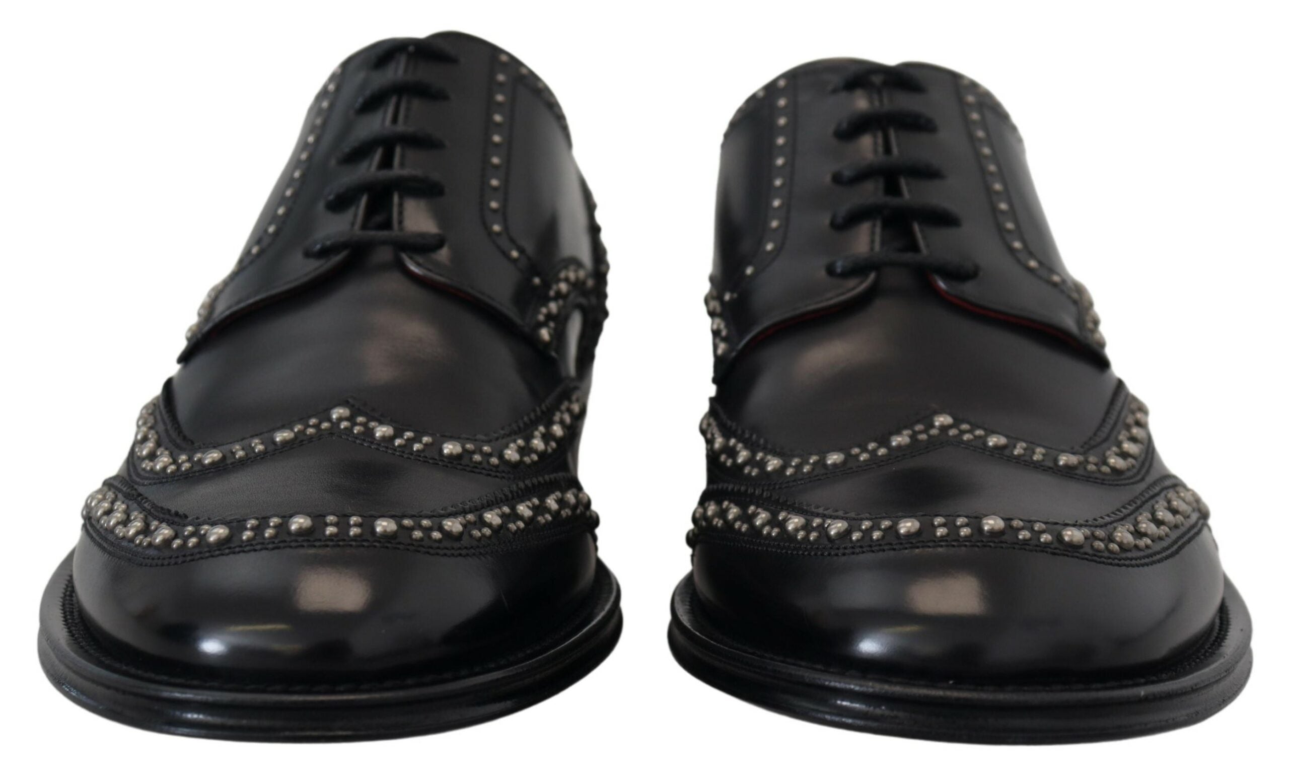 Dolce & Gabbana Black Leather Derby Dress Studded Shoes - DEA STILOSA MILANO
