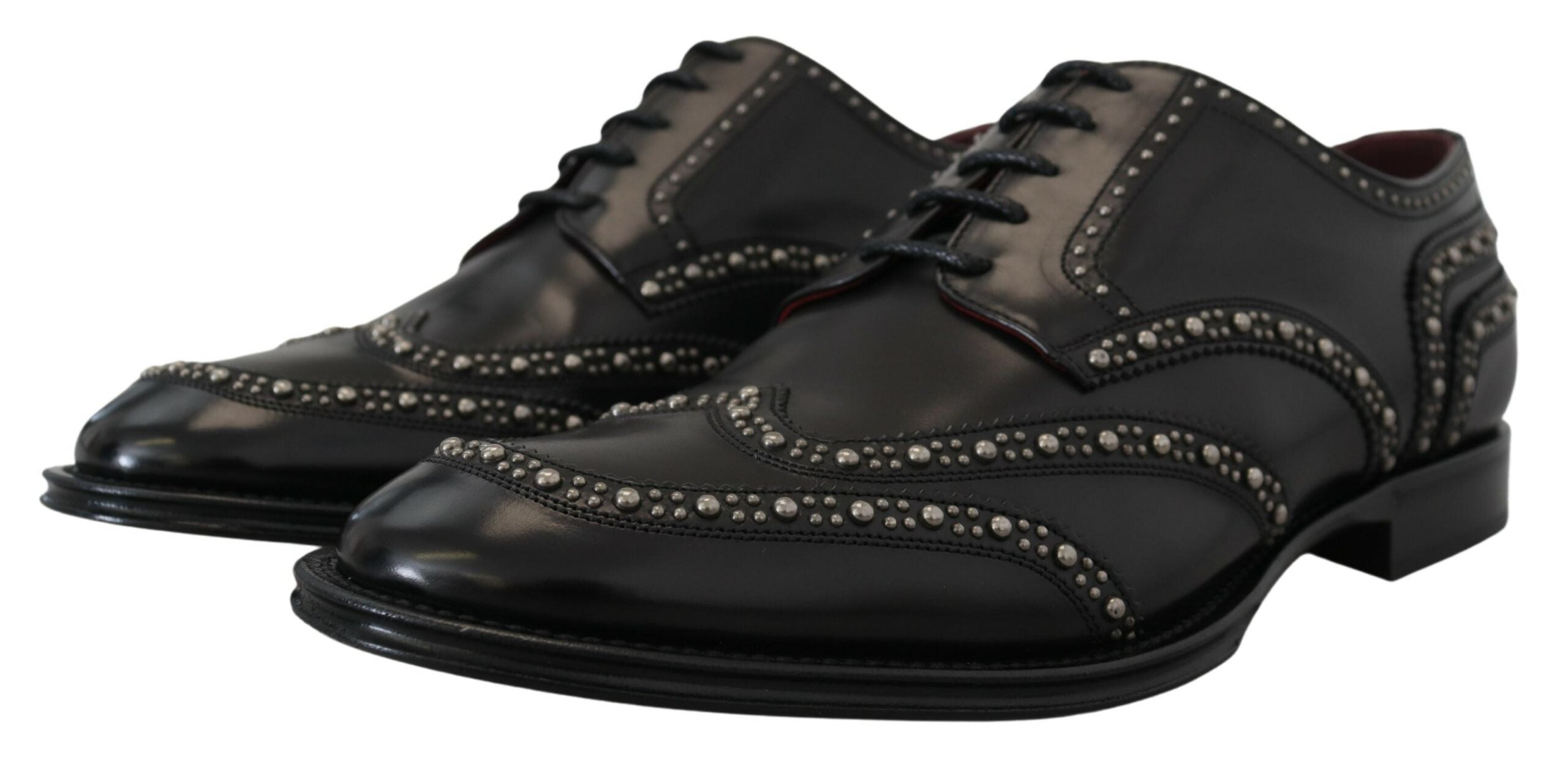 Dolce & Gabbana Black Leather Derby Dress Studded Shoes - DEA STILOSA MILANO