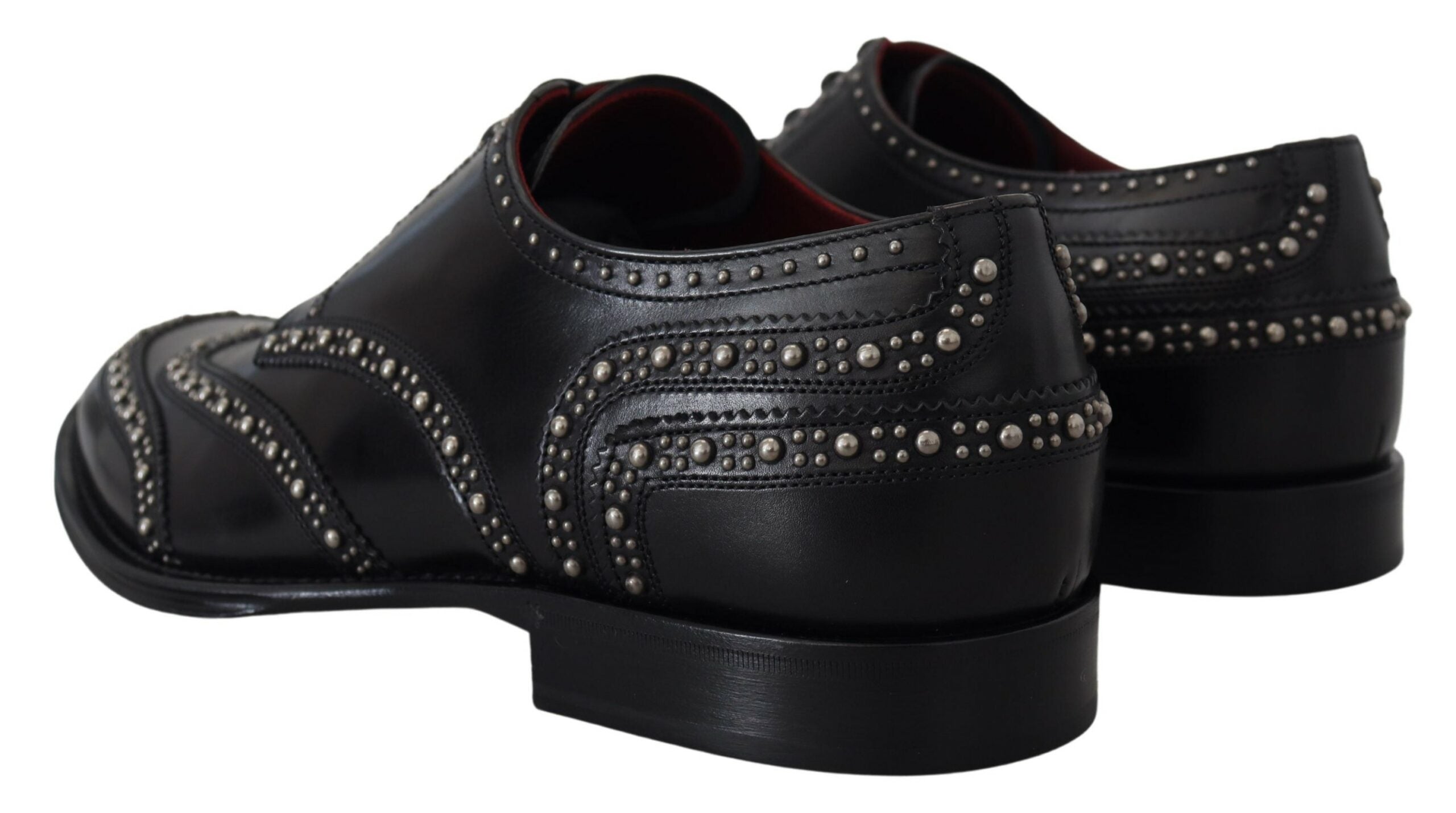 Dolce & Gabbana Black Leather Derby Dress Studded Shoes - DEA STILOSA MILANO