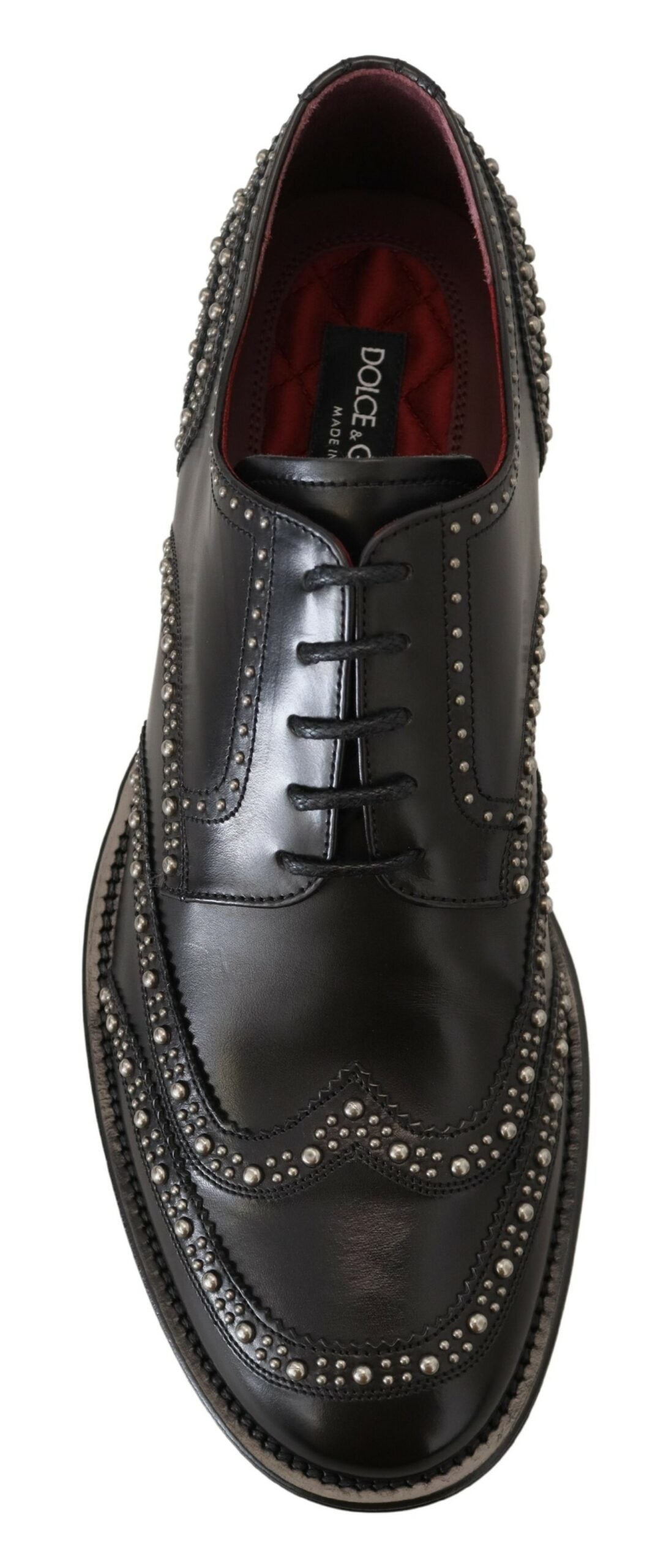 Dolce & Gabbana Black Leather Derby Dress Studded Shoes - DEA STILOSA MILANO