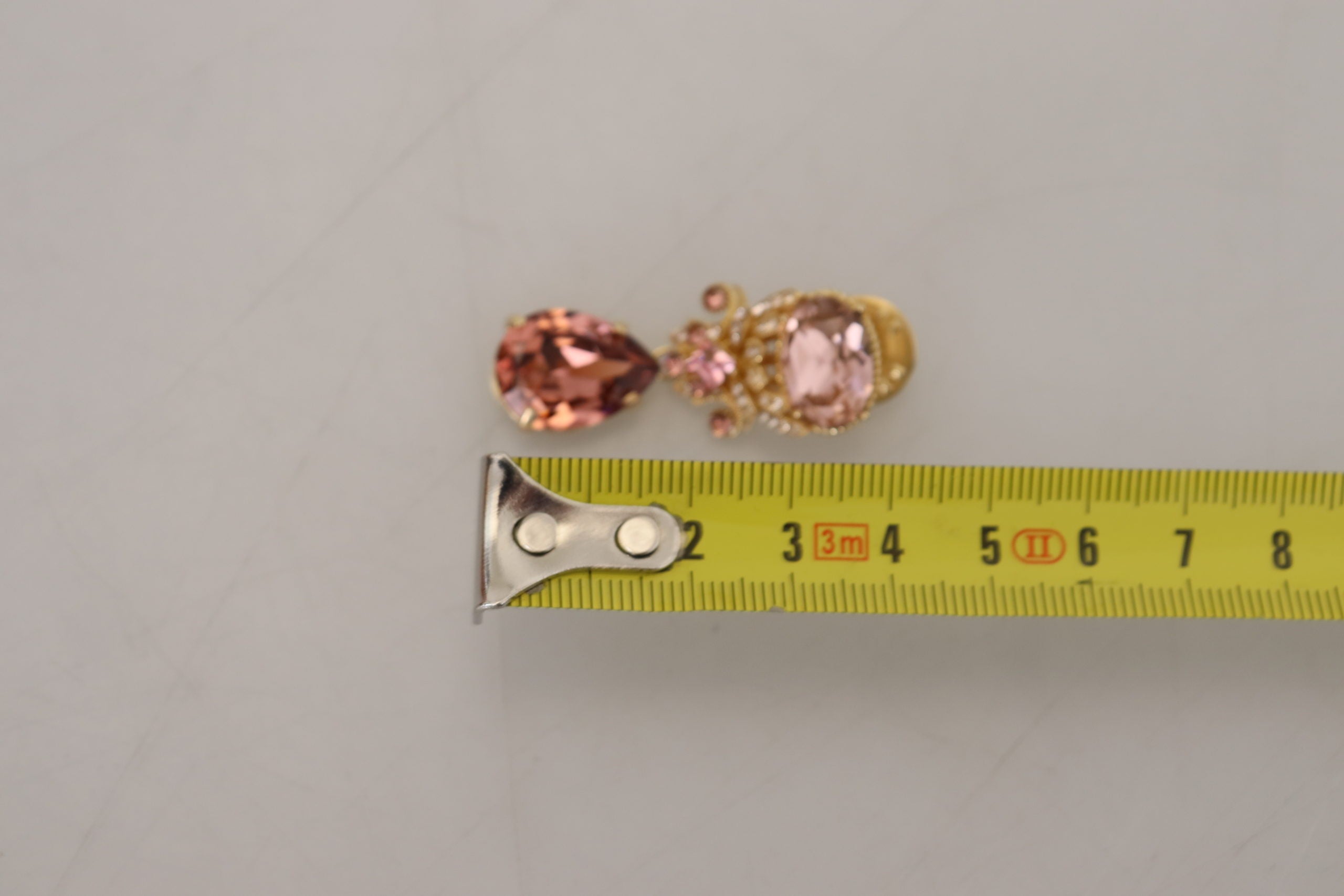 Dolce & Gabbana Gold Tone Brass Crystal Jewelry Dangling Pin Brooch - DEA STILOSA MILANO
