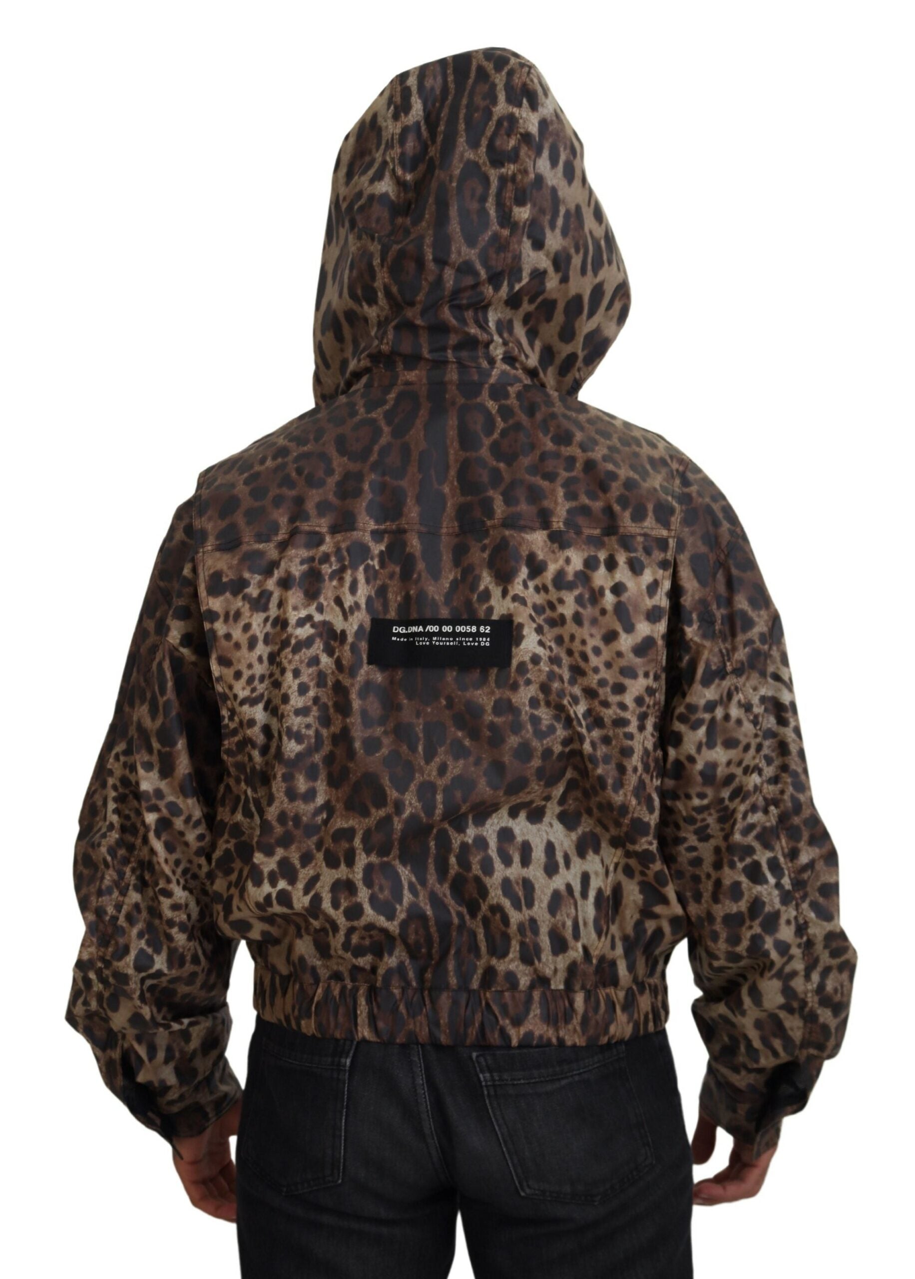 Dolce & Gabbana Brown Leopard Print Men Hooded Jacket - DEA STILOSA MILANO