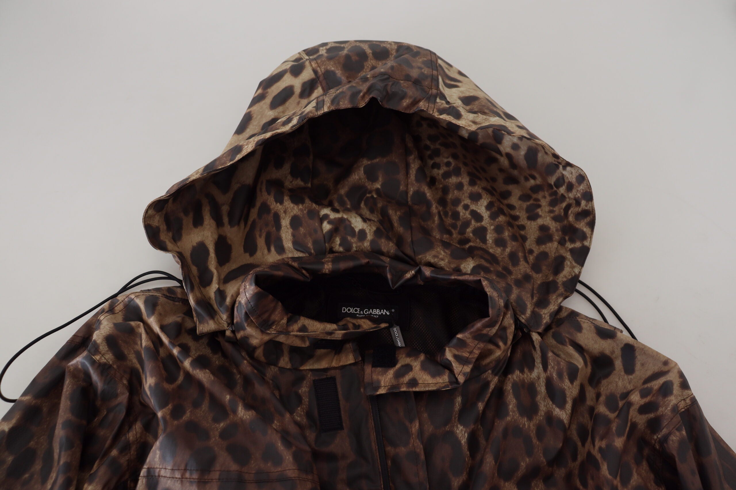 Dolce & Gabbana Brown Leopard Print Men Hooded Jacket - DEA STILOSA MILANO