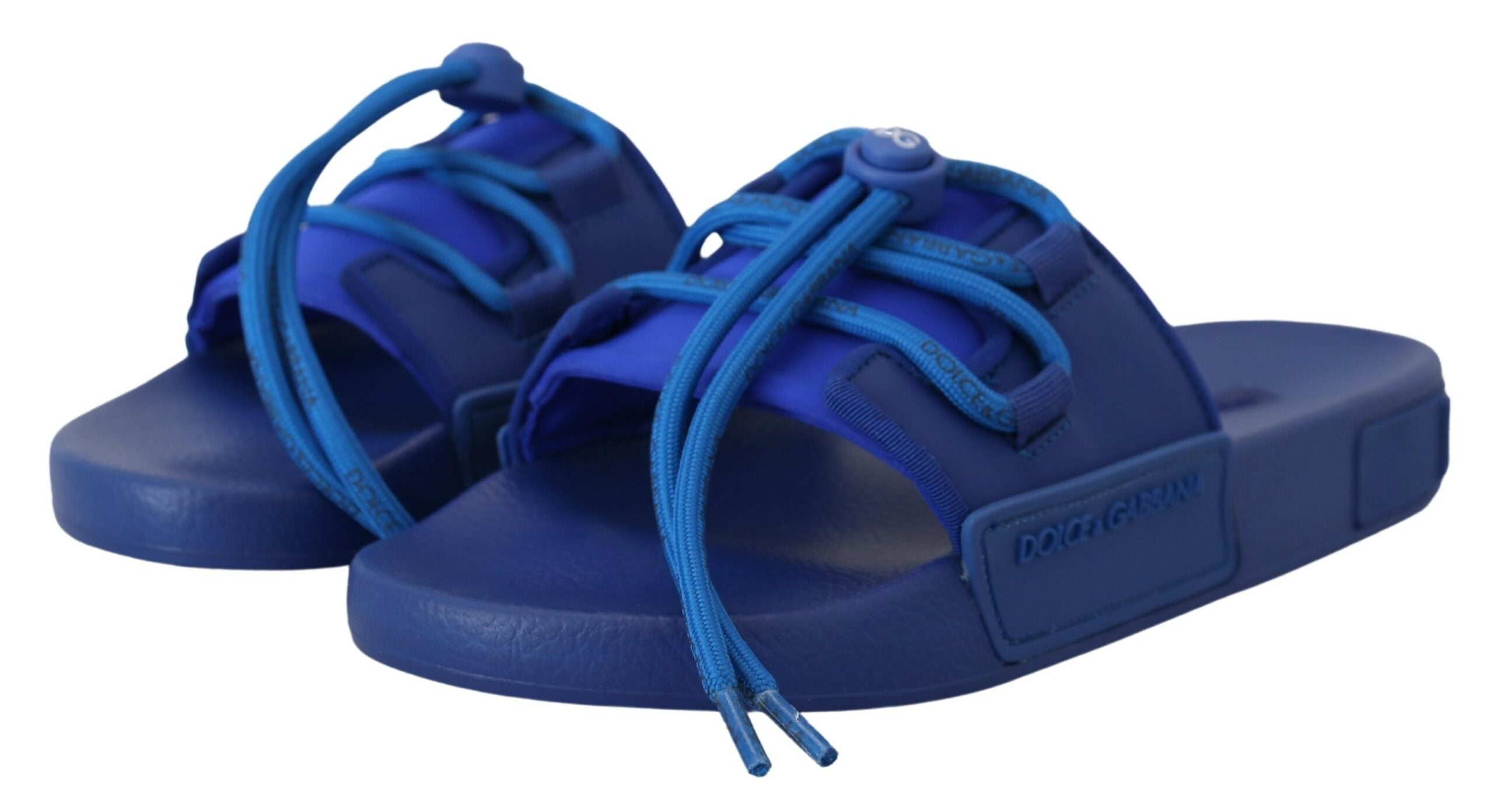 Dolce & Gabbana Blue Stretch Rubber Sandals Slides Slip On Shoes - DEA STILOSA MILANO