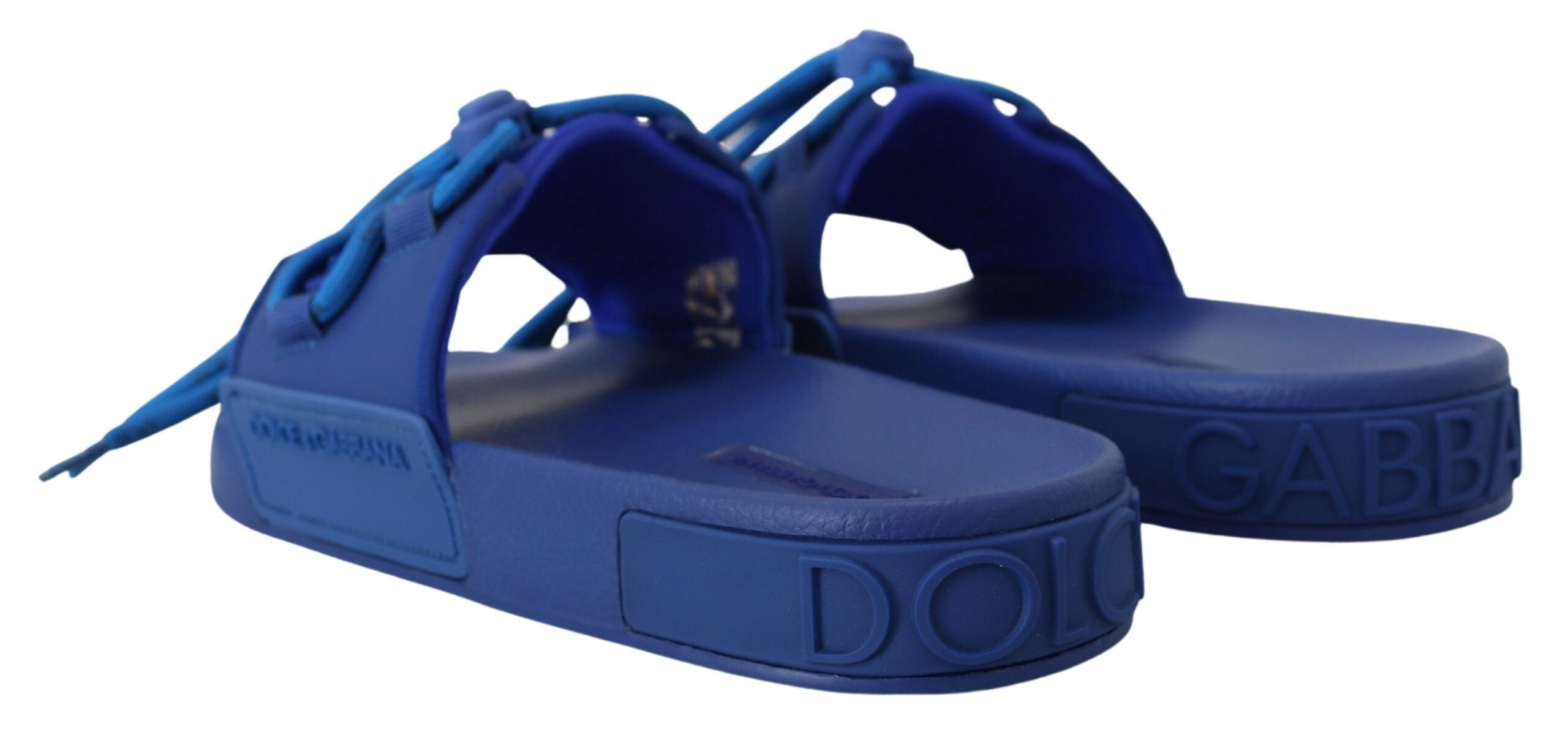 Dolce & Gabbana Blue Stretch Rubber Sandals Slides Slip On Shoes - DEA STILOSA MILANO