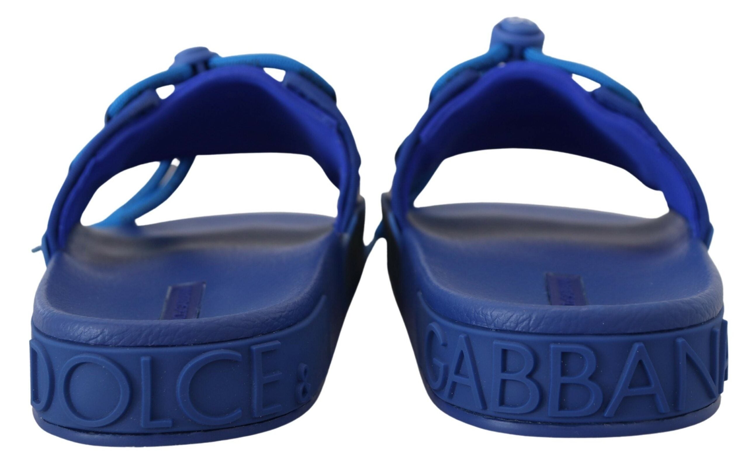 Dolce & Gabbana Blue Stretch Rubber Sandals Slides Slip On Shoes - DEA STILOSA MILANO