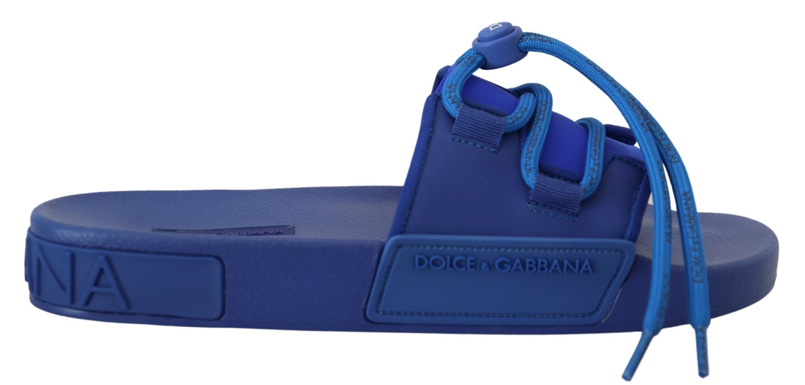 Dolce & Gabbana Blue Stretch Rubber Sandals Slides Slip On Shoes - DEA STILOSA MILANO