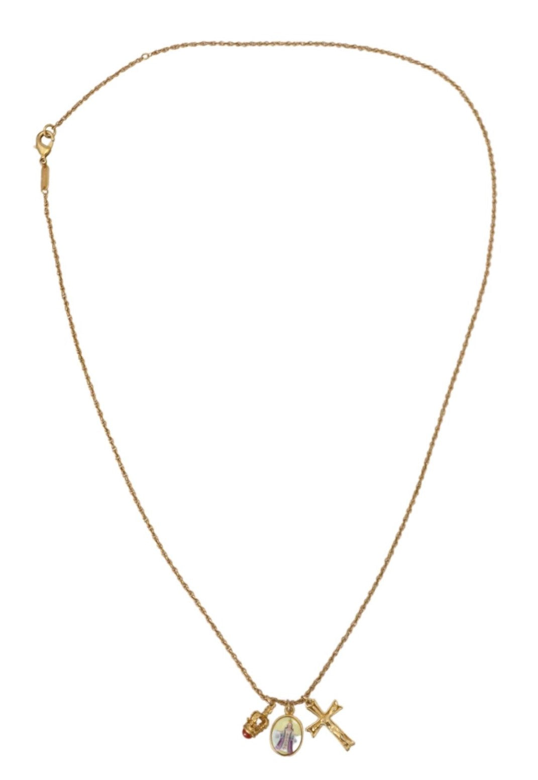 Dolce & Gabbana Gold Brass Chain Religious Cross Pendant Charm Necklace - DEA STILOSA MILANO