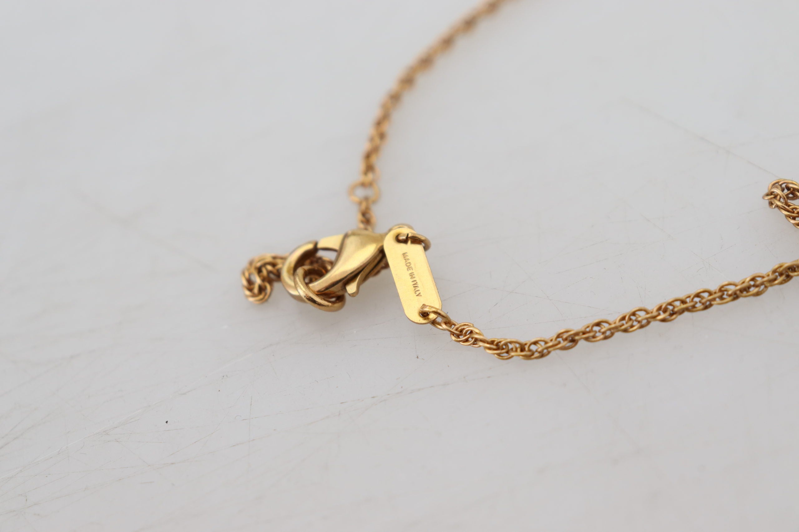 Dolce & Gabbana Gold Brass Chain Religious Cross Pendant Charm Necklace - DEA STILOSA MILANO