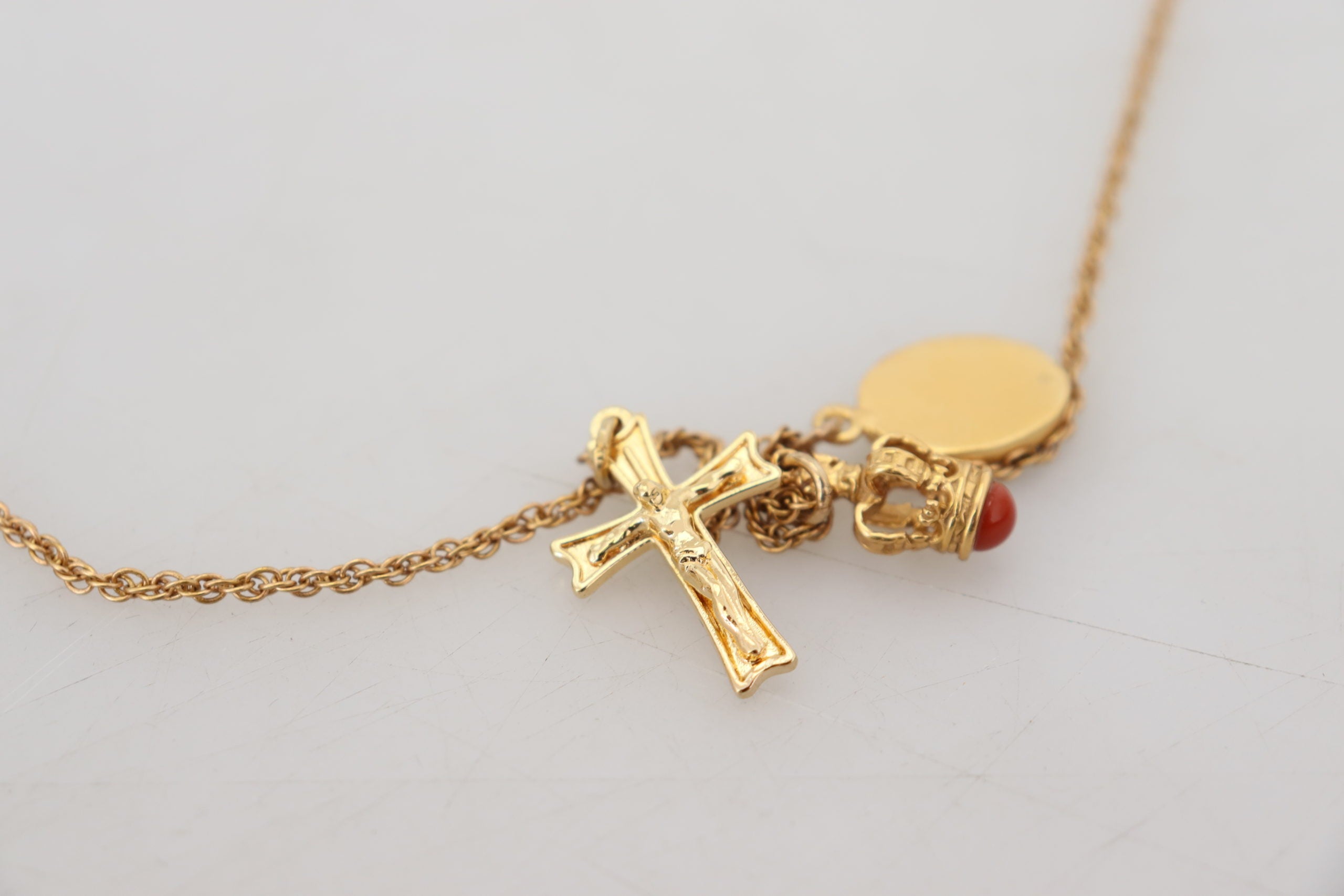 Dolce & Gabbana Gold Brass Chain Religious Cross Pendant Charm Necklace - DEA STILOSA MILANO