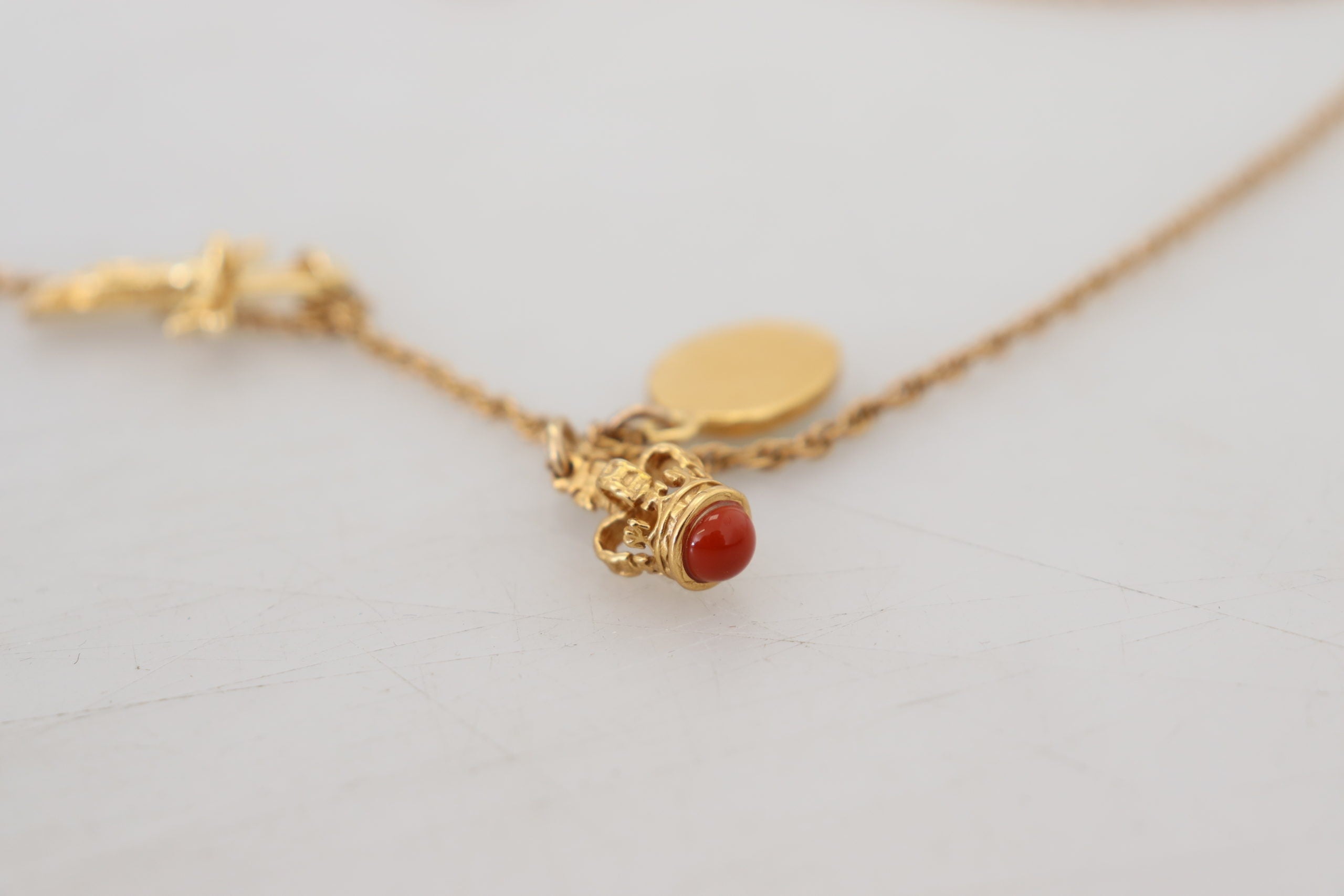 Dolce & Gabbana Gold Brass Chain Religious Cross Pendant Charm Necklace - DEA STILOSA MILANO