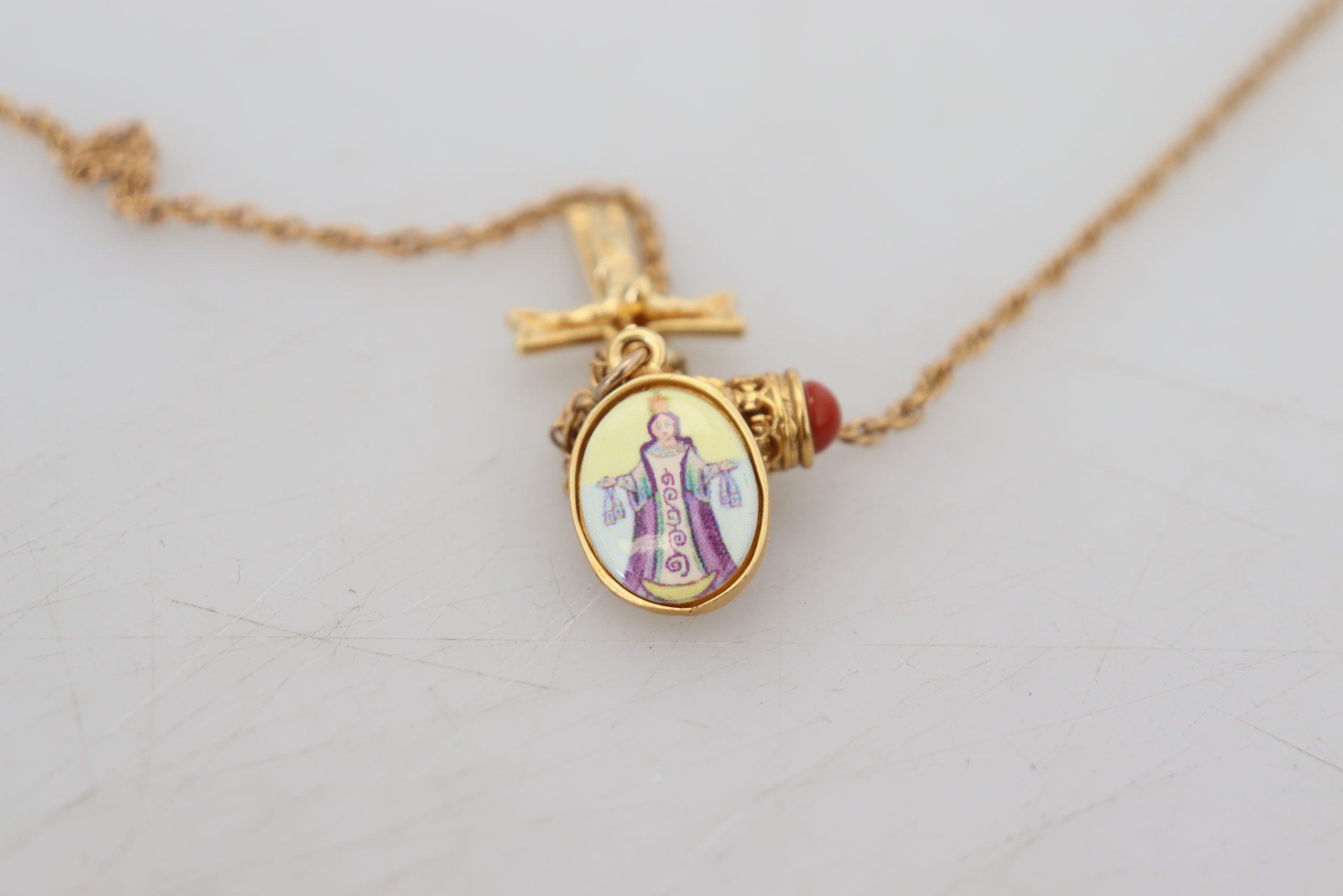 Dolce & Gabbana Gold Brass Chain Religious Cross Pendant Charm Necklace - DEA STILOSA MILANO
