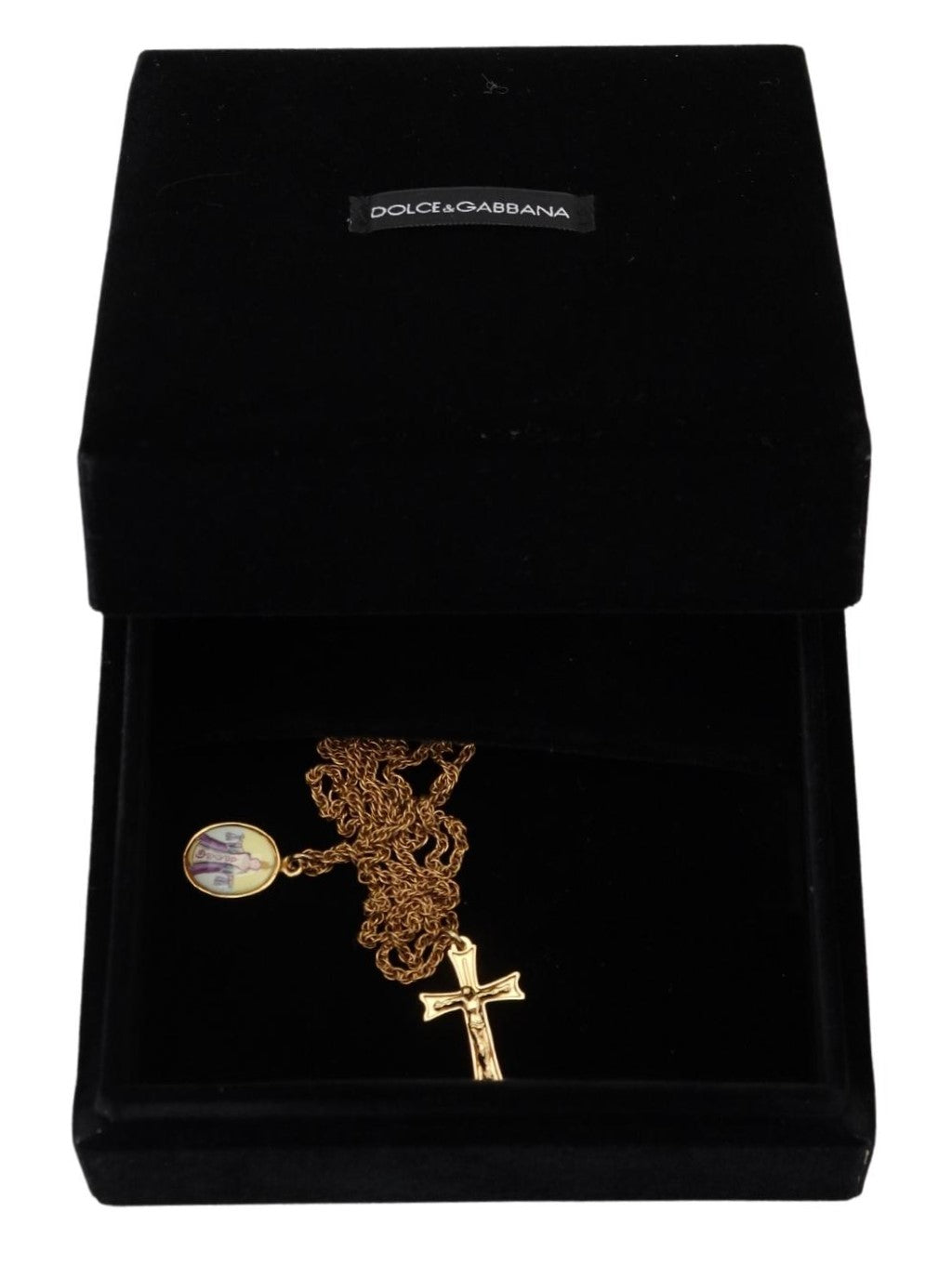 Dolce & Gabbana Gold Brass Chain Religious Cross Pendant Charm Necklace - DEA STILOSA MILANO