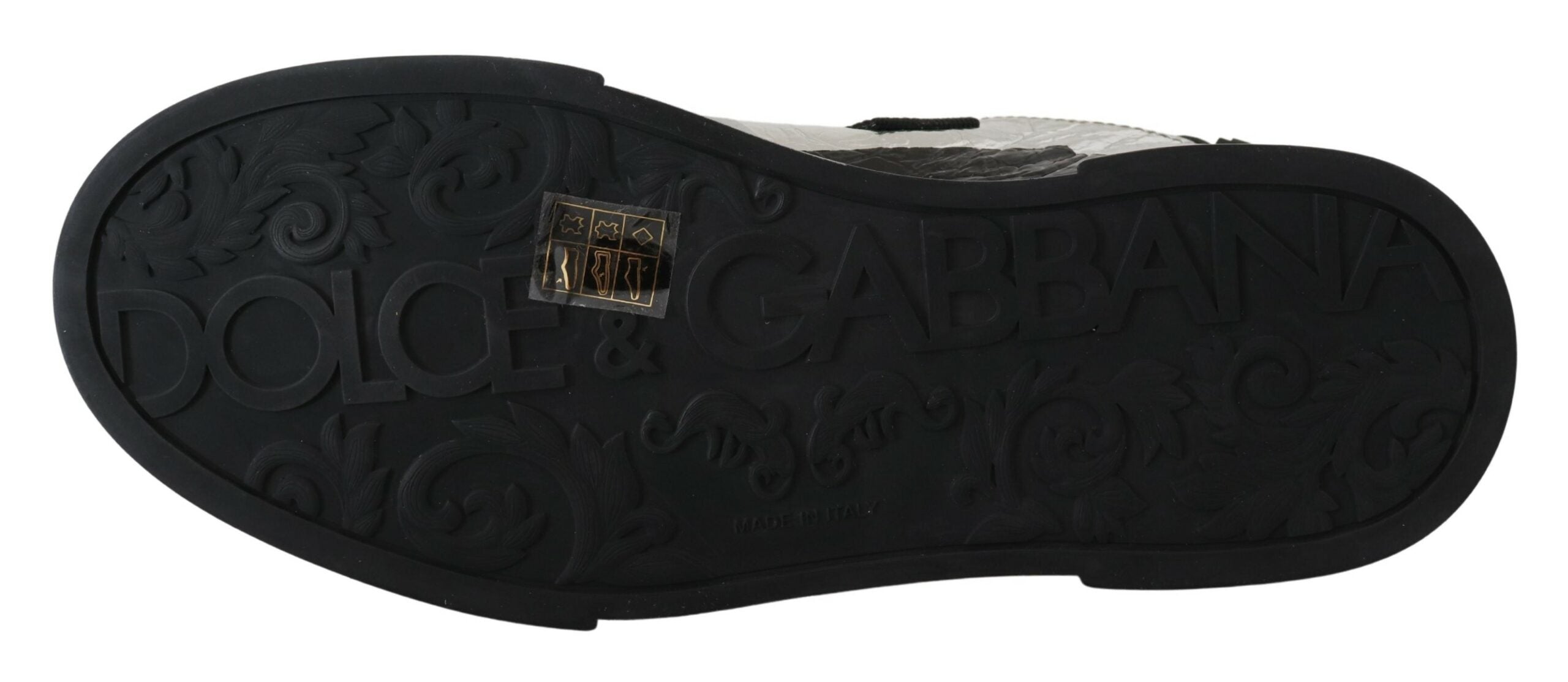 Dolce & Gabbana Black Silver Leather Low Top Sneakers Casual Shoes - DEA STILOSA MILANO