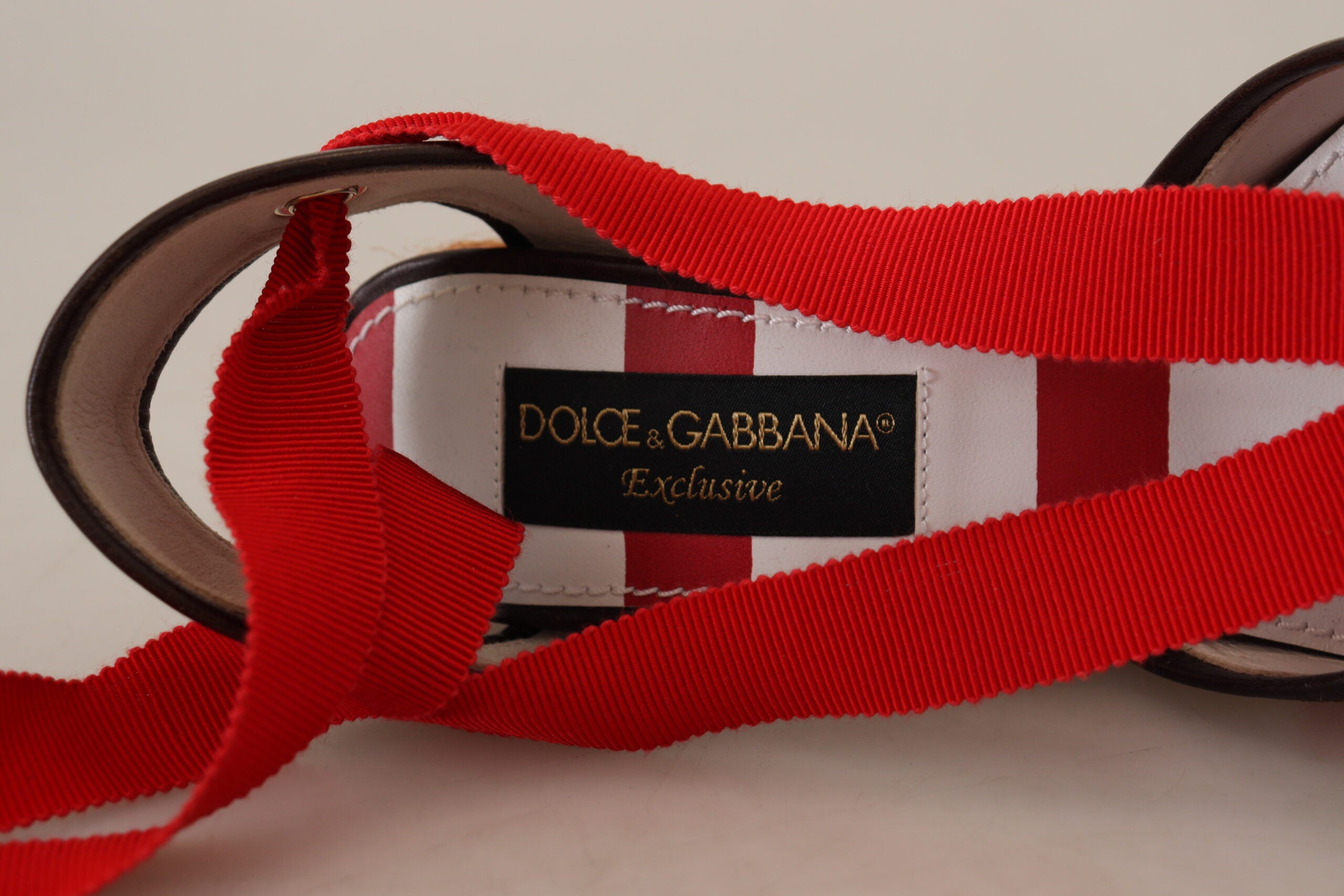 Dolce & Gabbana Multicolor Wedges Lace Up Strap Logo Print Sandals - DEA STILOSA MILANO