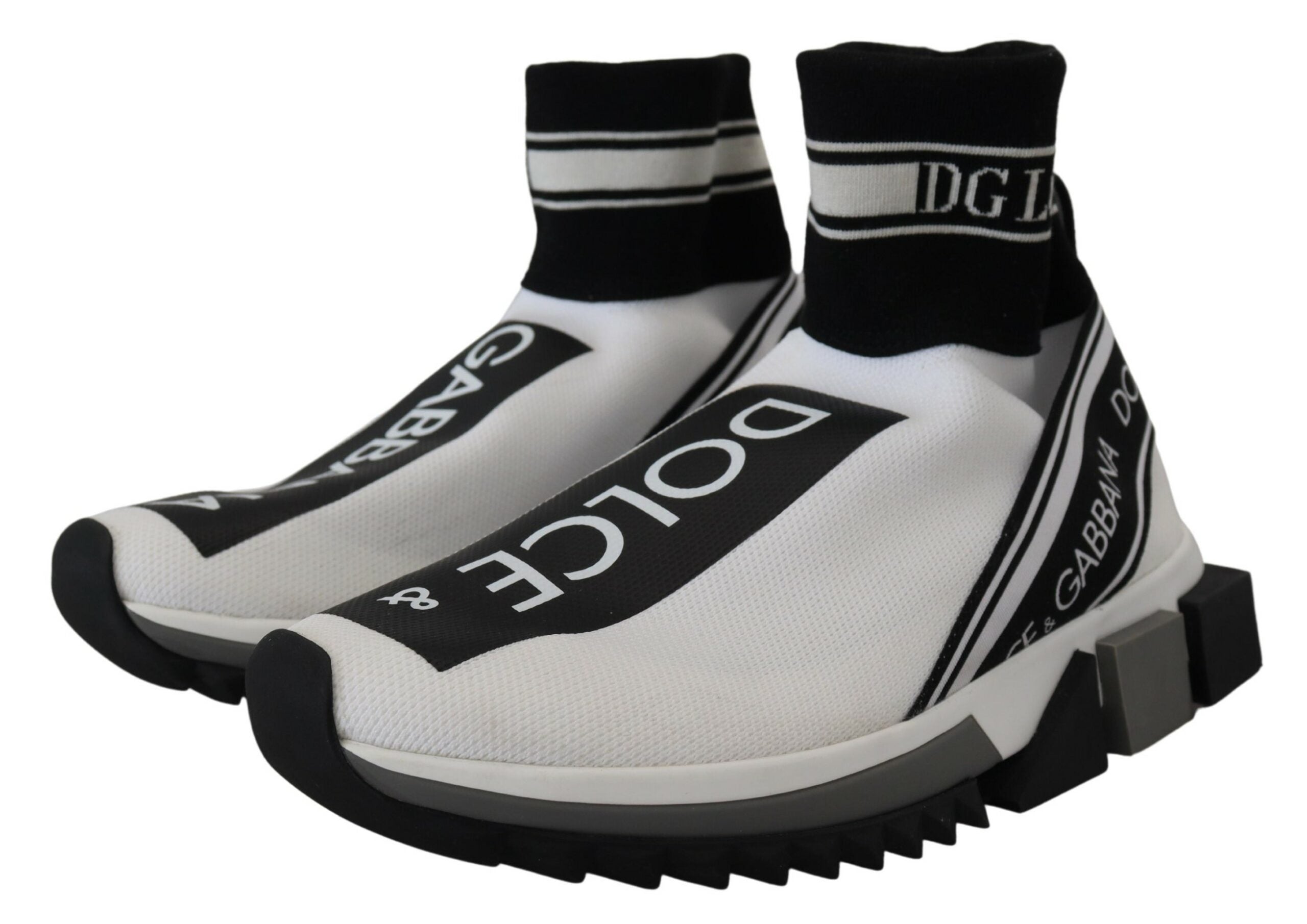 Dolce & Gabbana White Black Sorrento Socks Sneakers Shoes - DEA STILOSA MILANO