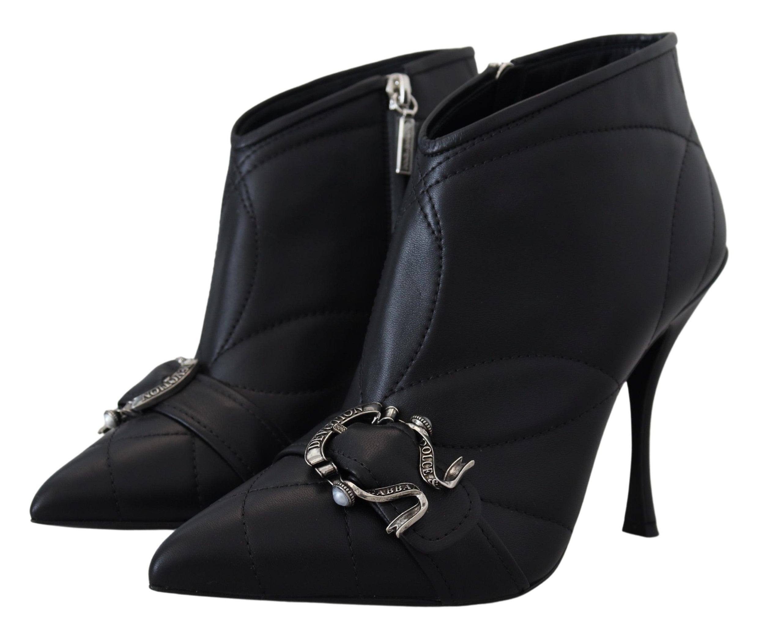 Dolce & Gabbana Black Devotion Quilted Buckled Ankle Boots Shoes - DEA STILOSA MILANO