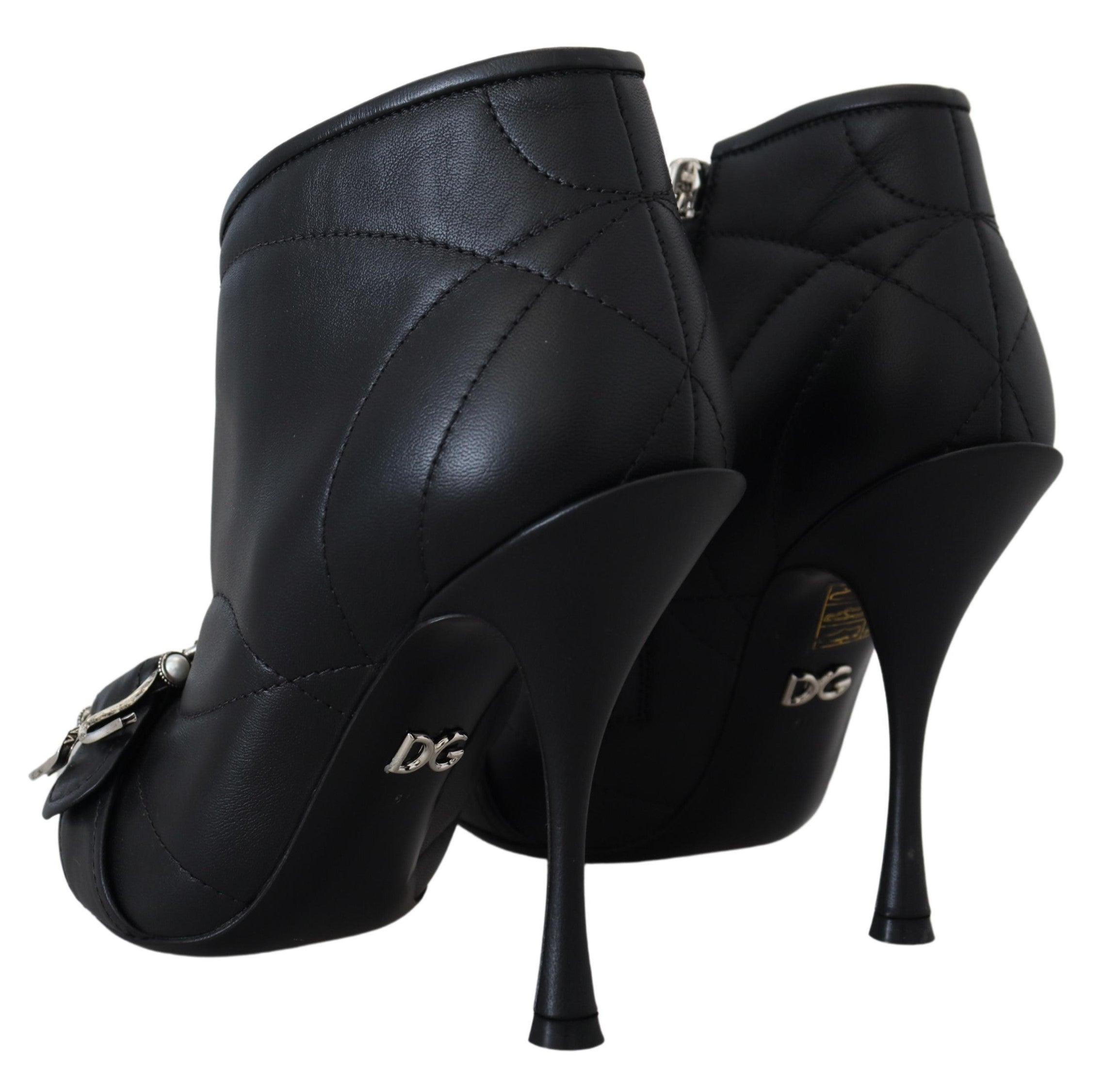 Dolce & Gabbana Black Devotion Quilted Buckled Ankle Boots Shoes - DEA STILOSA MILANO