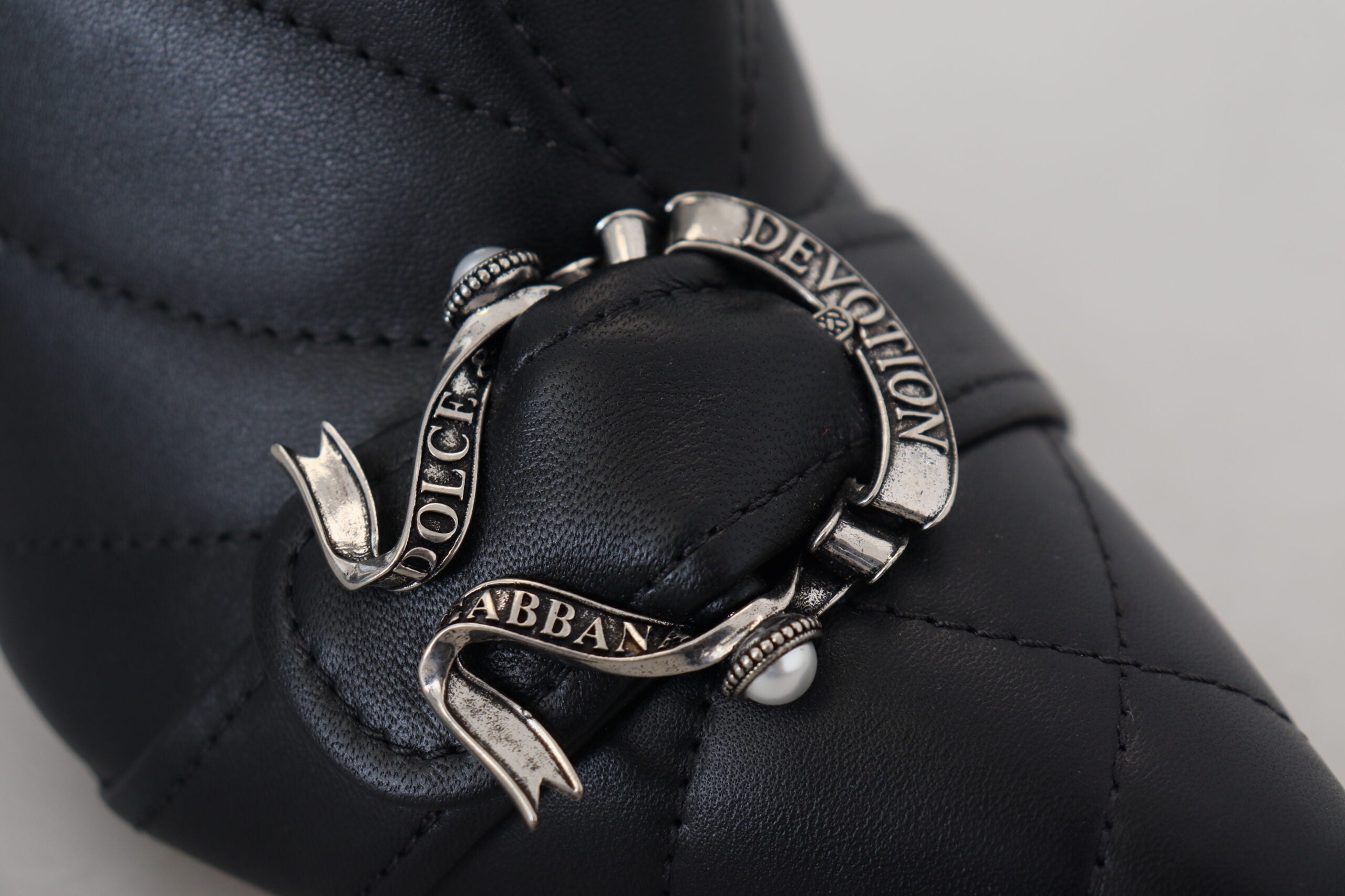 Dolce & Gabbana Black Devotion Quilted Buckled Ankle Boots Shoes - DEA STILOSA MILANO