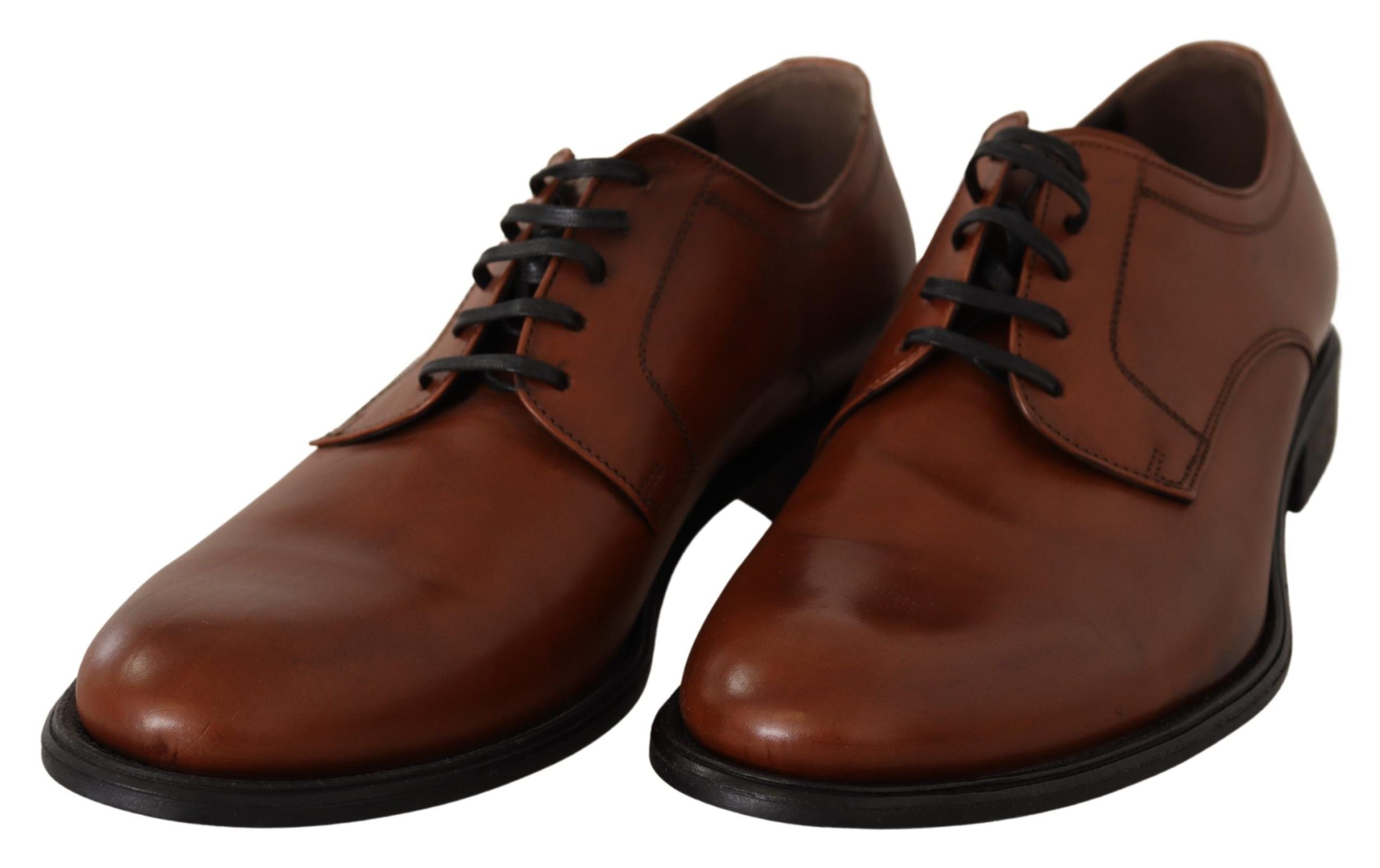 Dolce & Gabbana Brown Leather Lace Up Mens Formal Derby Shoes - DEA STILOSA MILANO