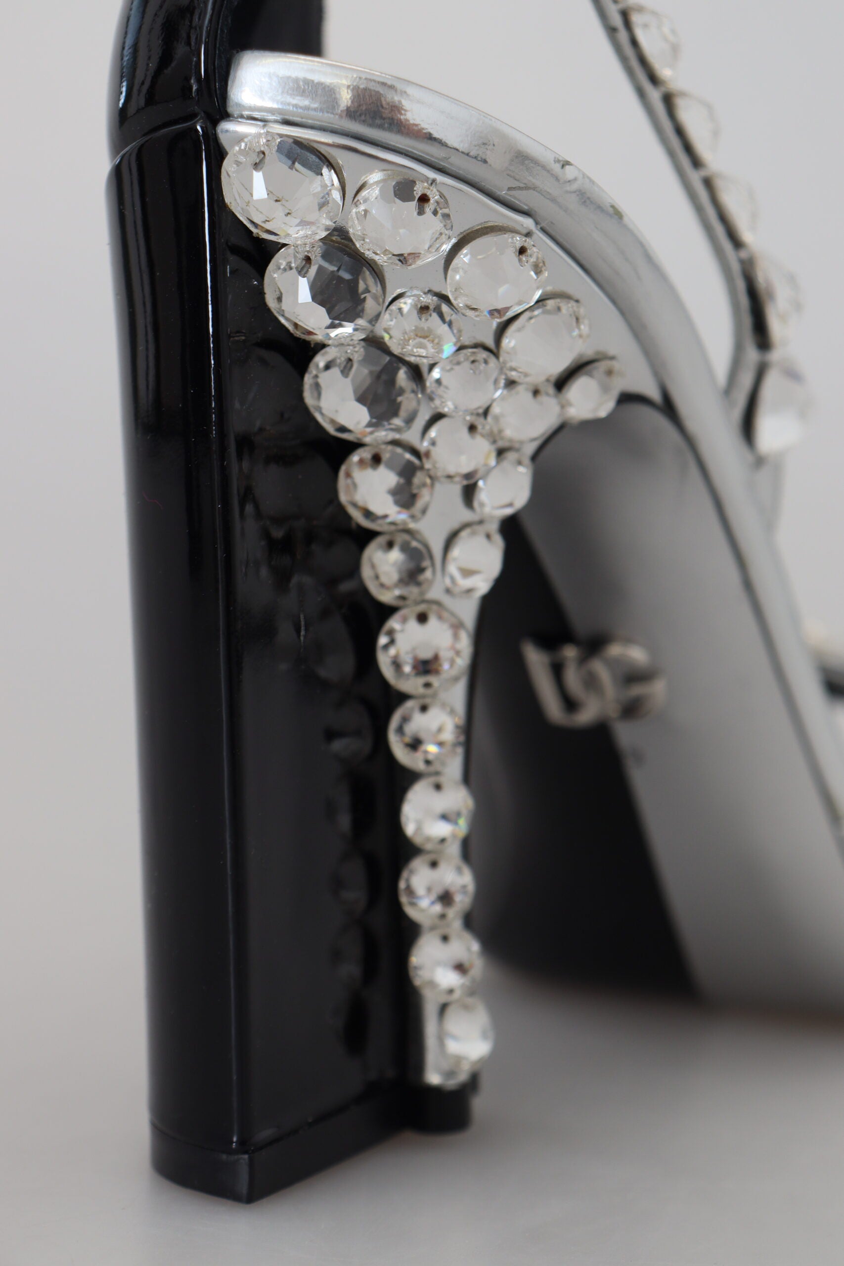 Dolce & Gabbana Black Silver Crystal Double Design High Heels Shoes - DEA STILOSA MILANO